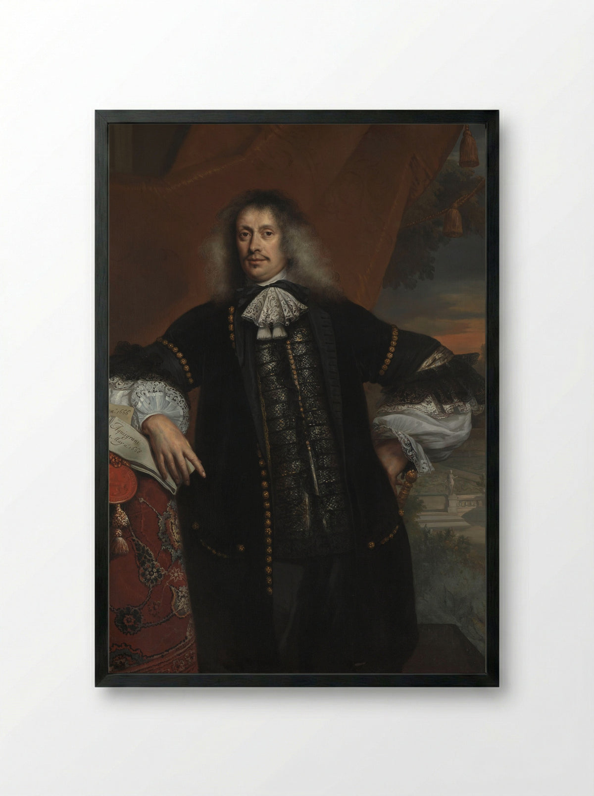 Portrait of Hieronymus van Beverningk - Jan de Baen - Framed Print Black