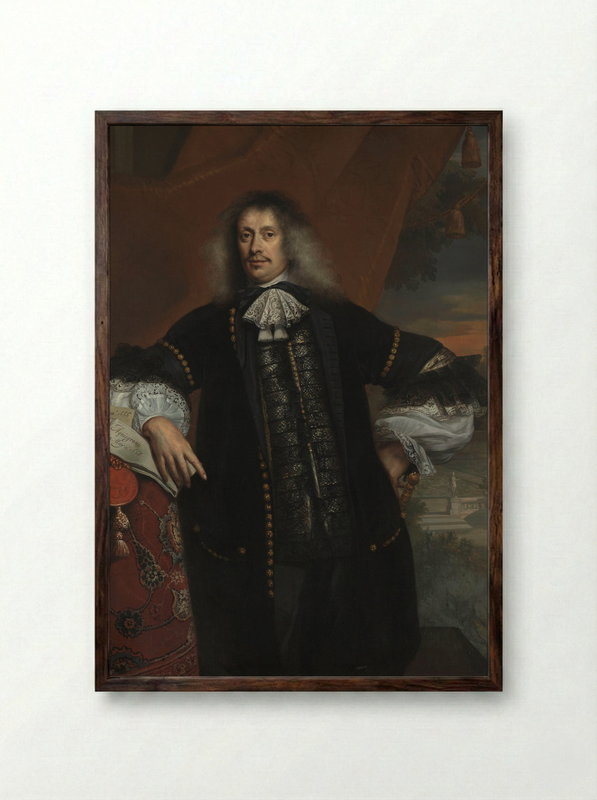 Portrait of Hieronymus van Beverningk - Jan de Baen - Framed Print Dark Wood