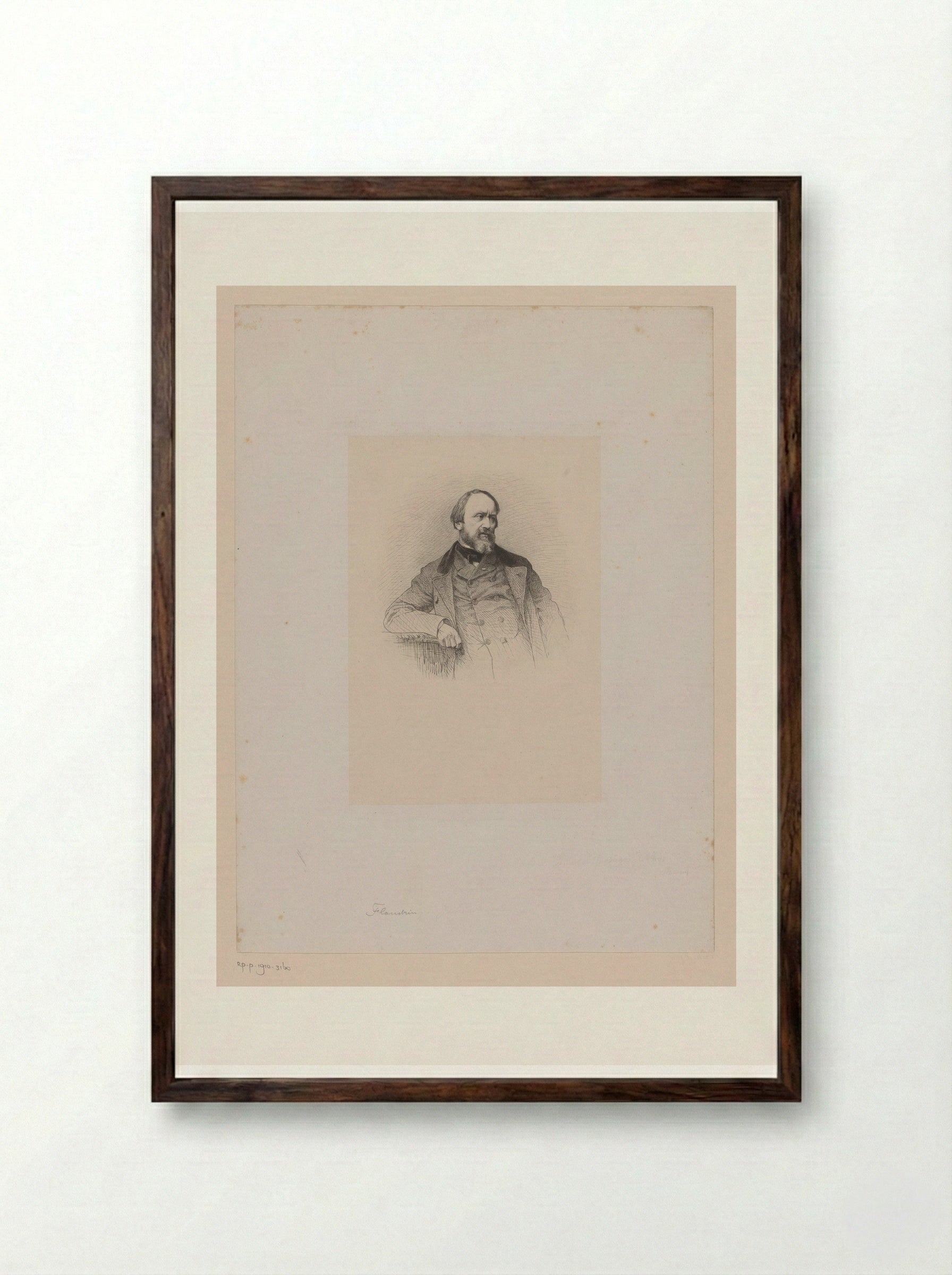 Portrait of Hippolyte Flandrin - Léopold Flameng - Framed Print Dark Wood