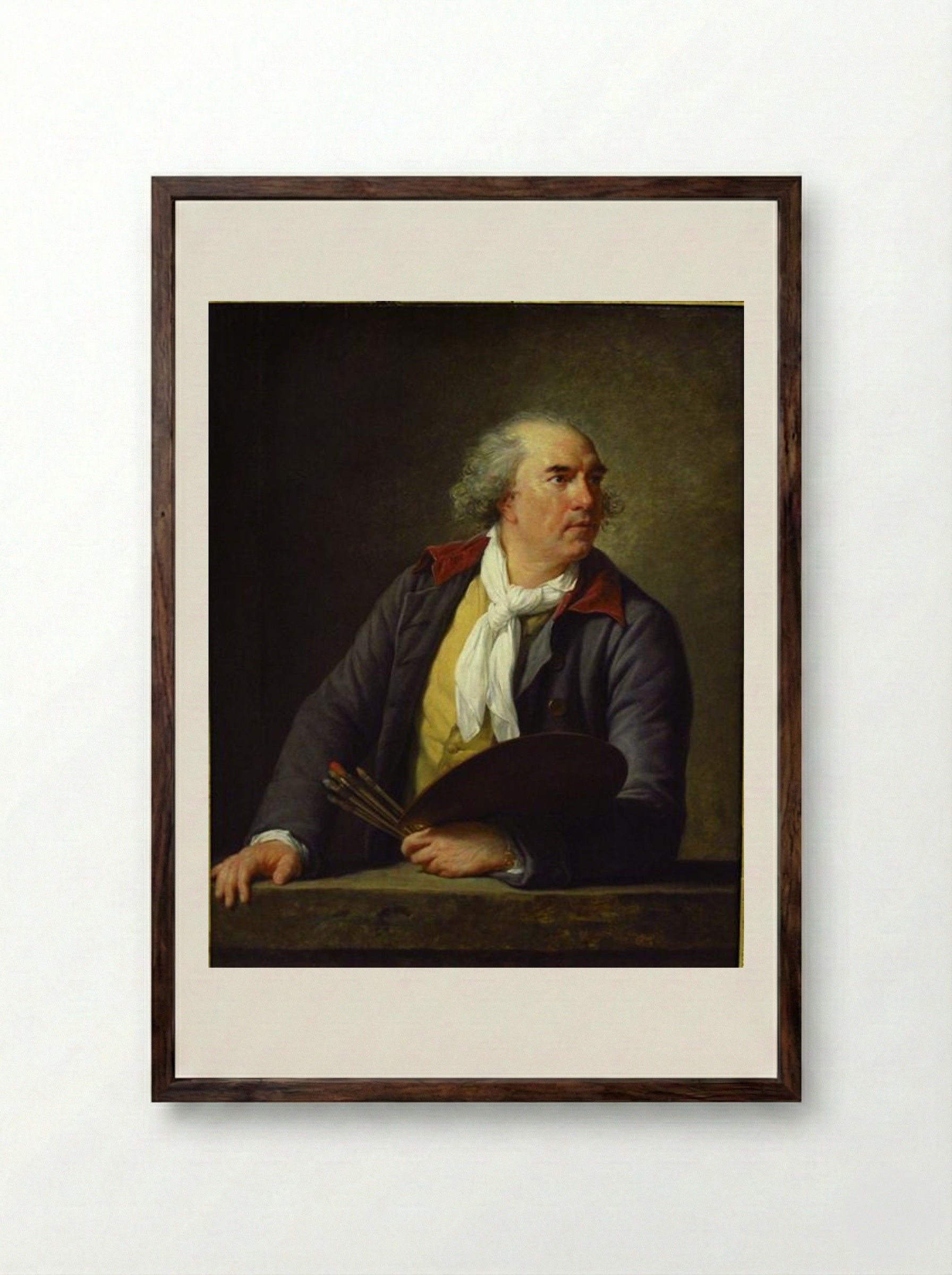 Portrait of Hubert Robert - Louise Elisabeth Vigée Le Brun - Framed Print Dark Wood