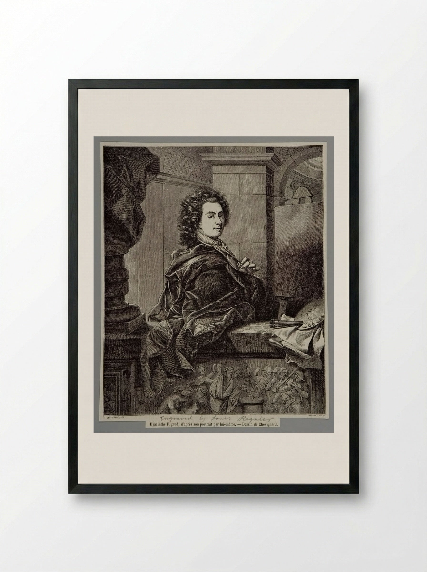 Portrait of Hyacinthe Rigaud - Isidore Désiré Regnier - Framed Print Black