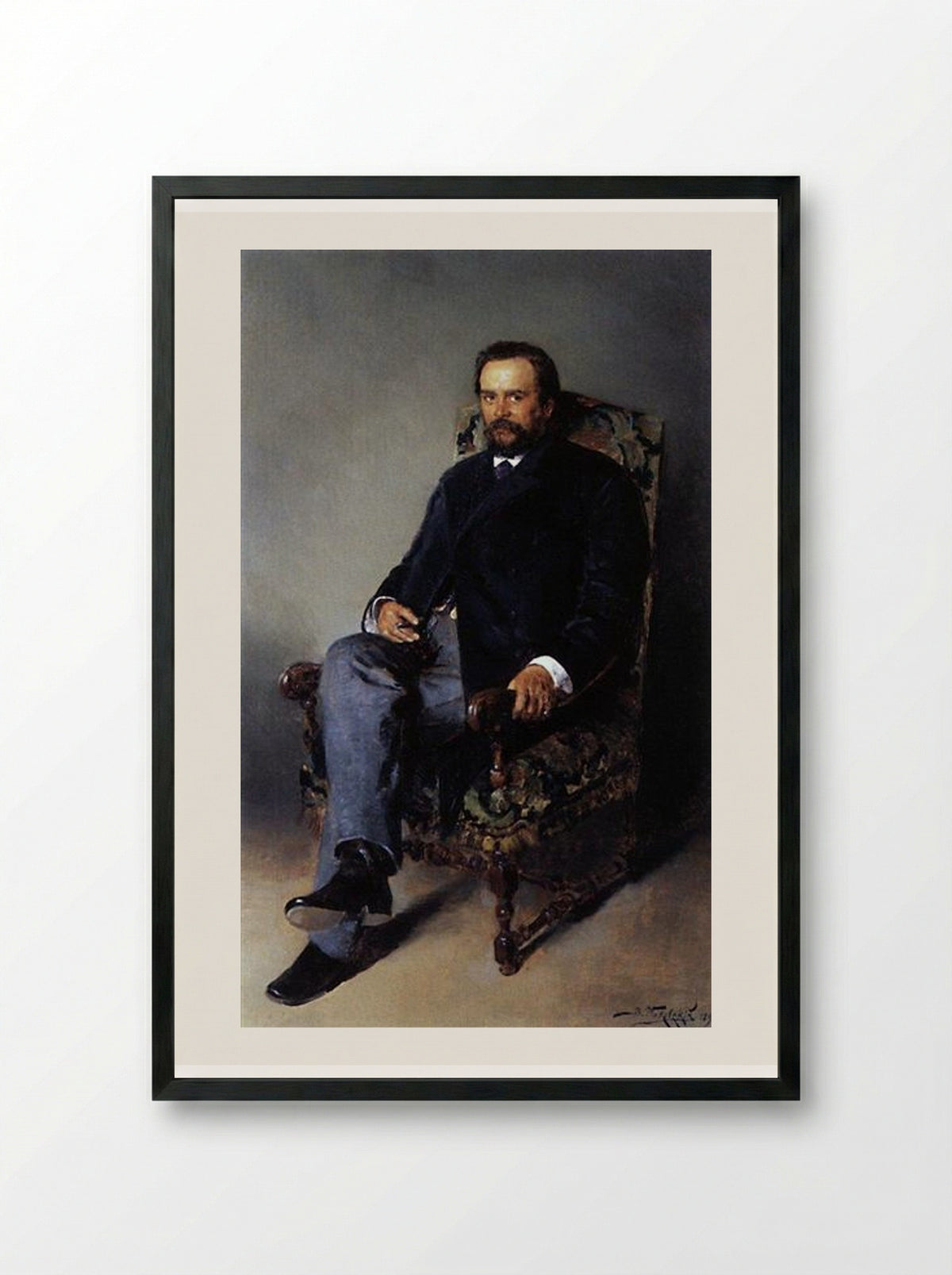 Portrait of I. E. Tsvetkov - Vladimir Makovsky - Framed Print Black