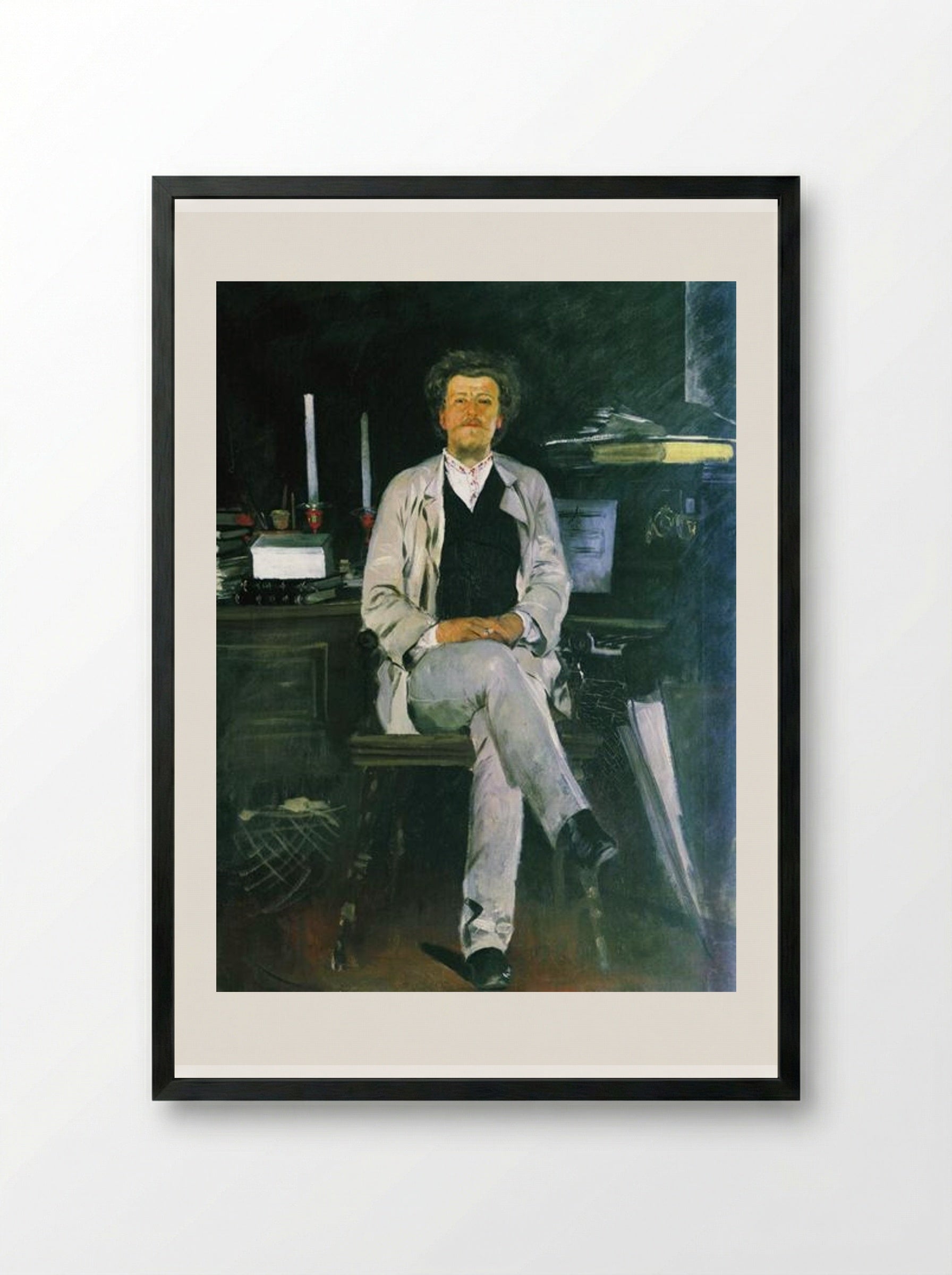 Portrait of I. F. Tyumenev - Andrei Ryabushkin - Framed Print Black