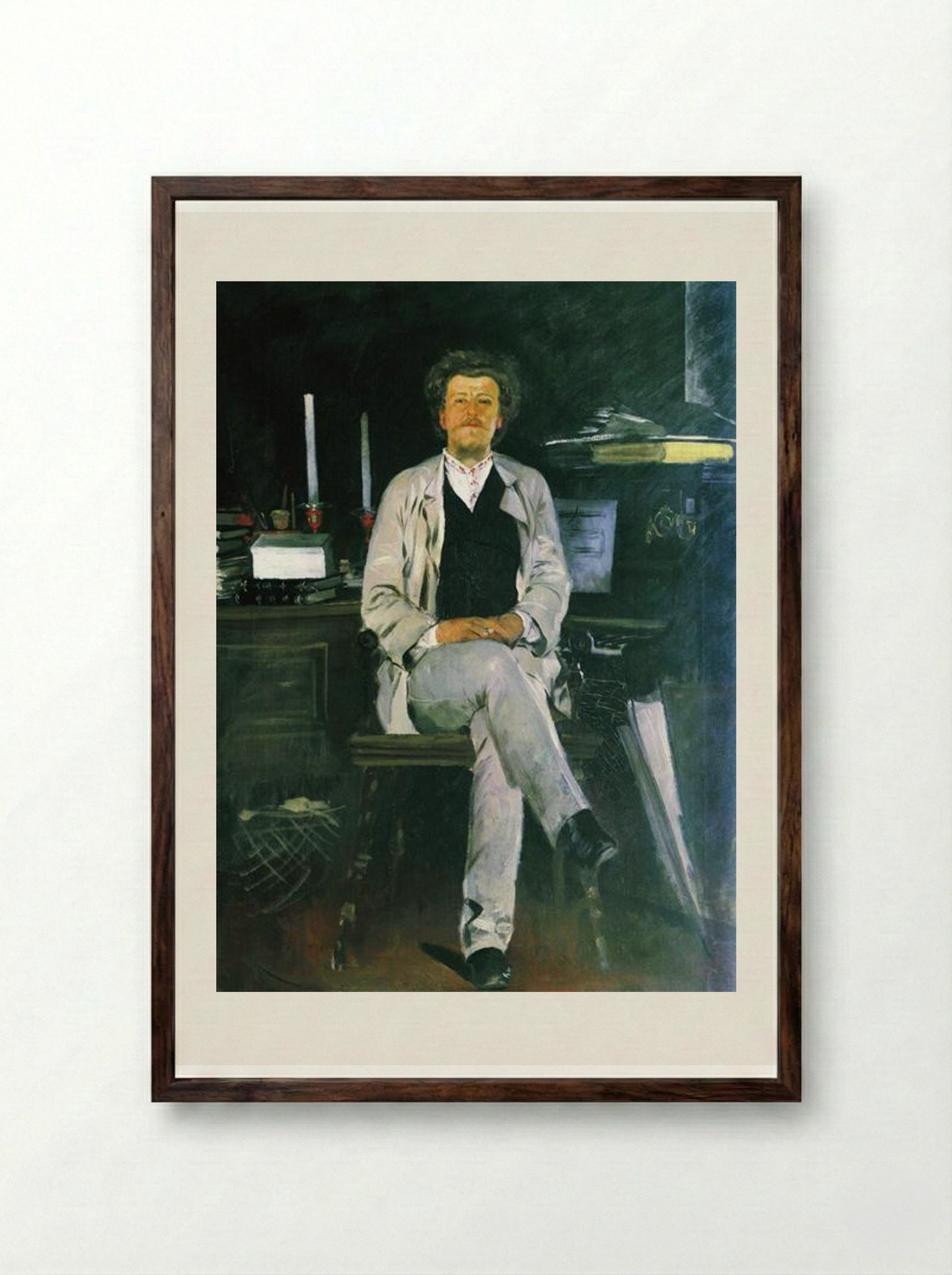 Portrait of I. F. Tyumenev - Andrei Ryabushkin - Framed Print Dark Wood