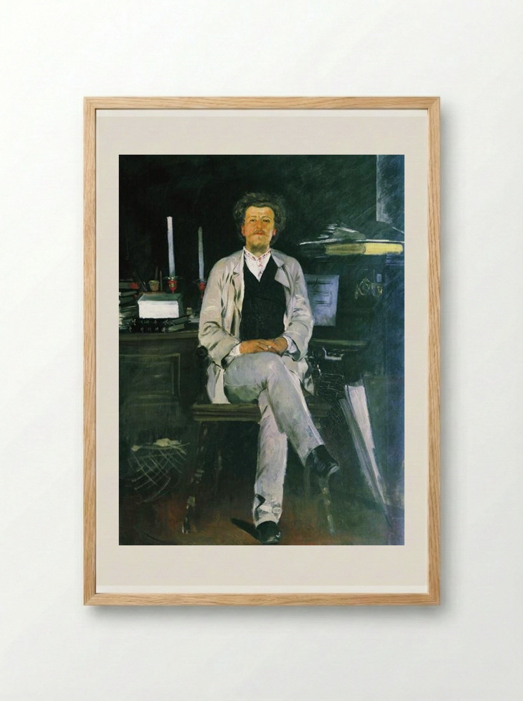 Portrait of I. F. Tyumenev - Andrei Ryabushkin - Framed Print Wood