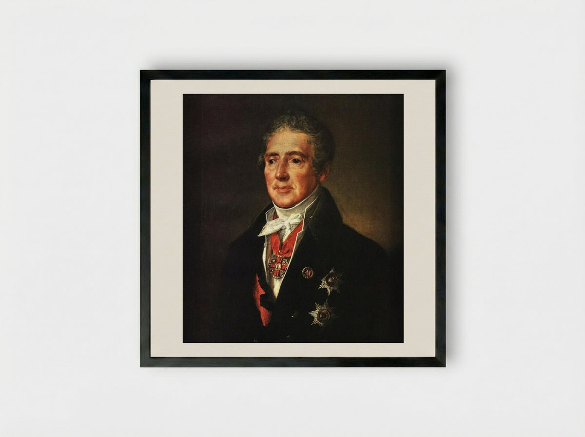 Portrait of I. I. Dmitriyev - Vasily Tropinin - Framed Print Black