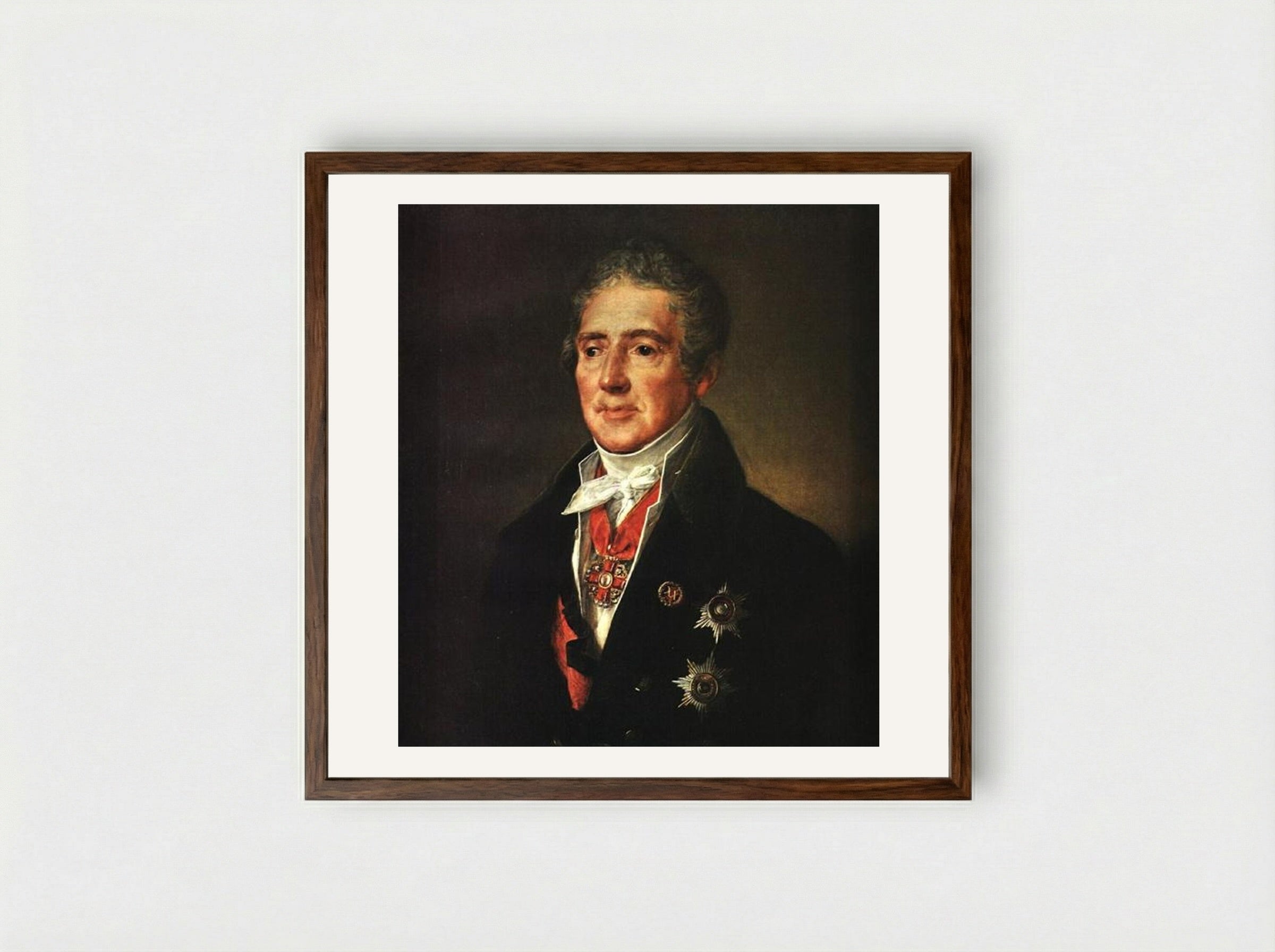 Portrait of I. I. Dmitriyev - Vasily Tropinin - Framed Print Dark Wood