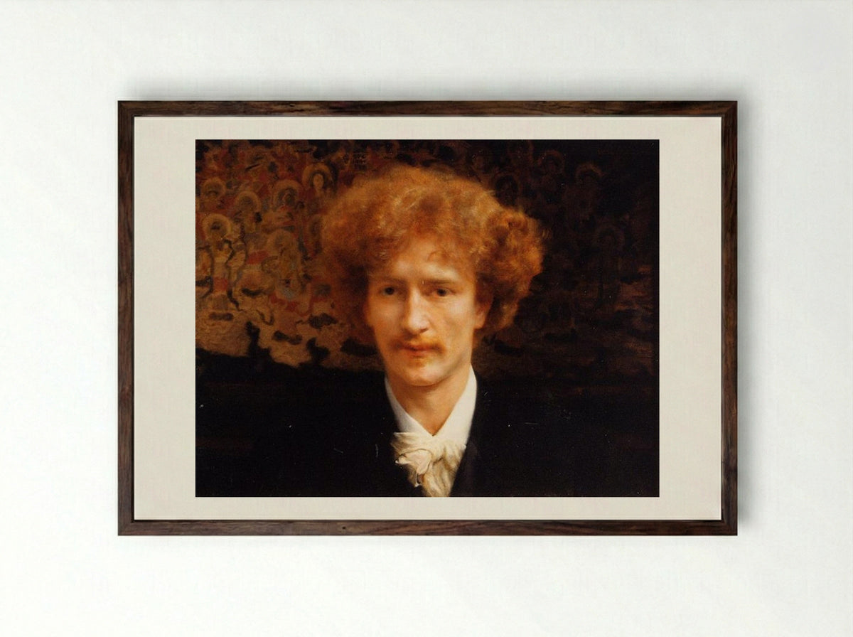 Portrait of Ignacy Jan Paderewski - Sir Lawrence Alma-Tadema - Framed Print Dark Wood