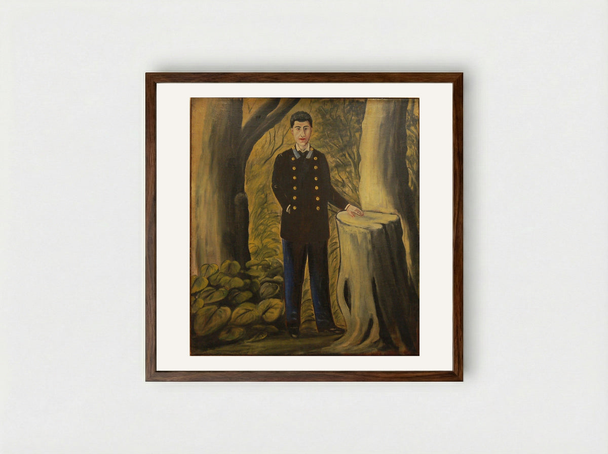 Portrait of Ilya Zdanevich - Niko Pirosmani - Framed Print Dark Wood