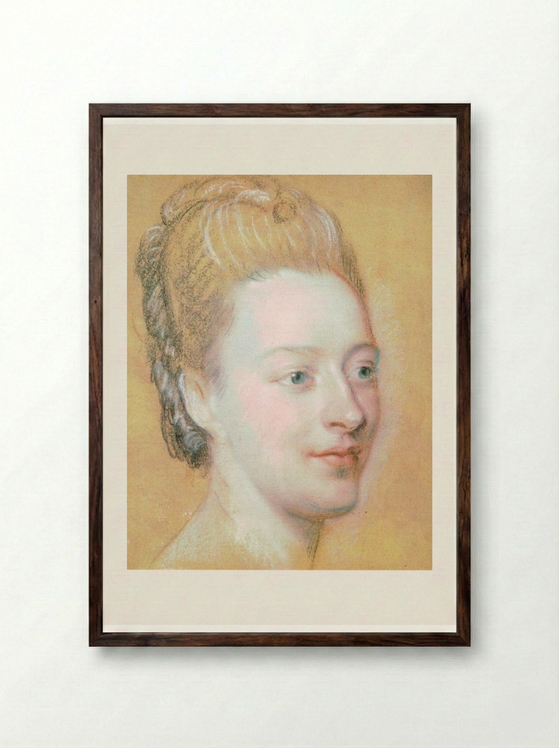Portrait of Isabelle de Charrière - Maurice Quentin de La Tour - Framed Print Dark Wood