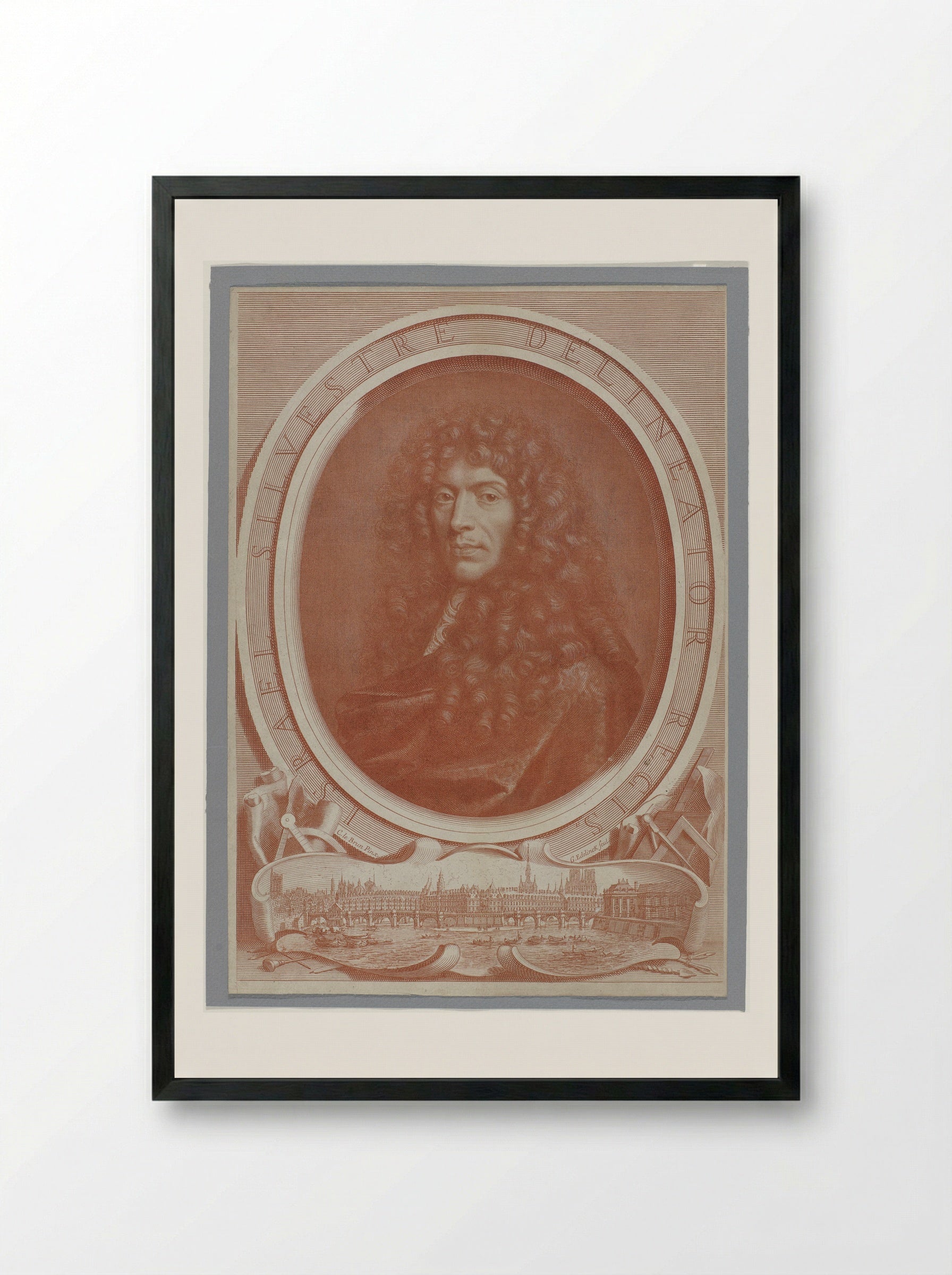Portrait of Israël Silvestre - Gérard Edelinck - Framed Print Black