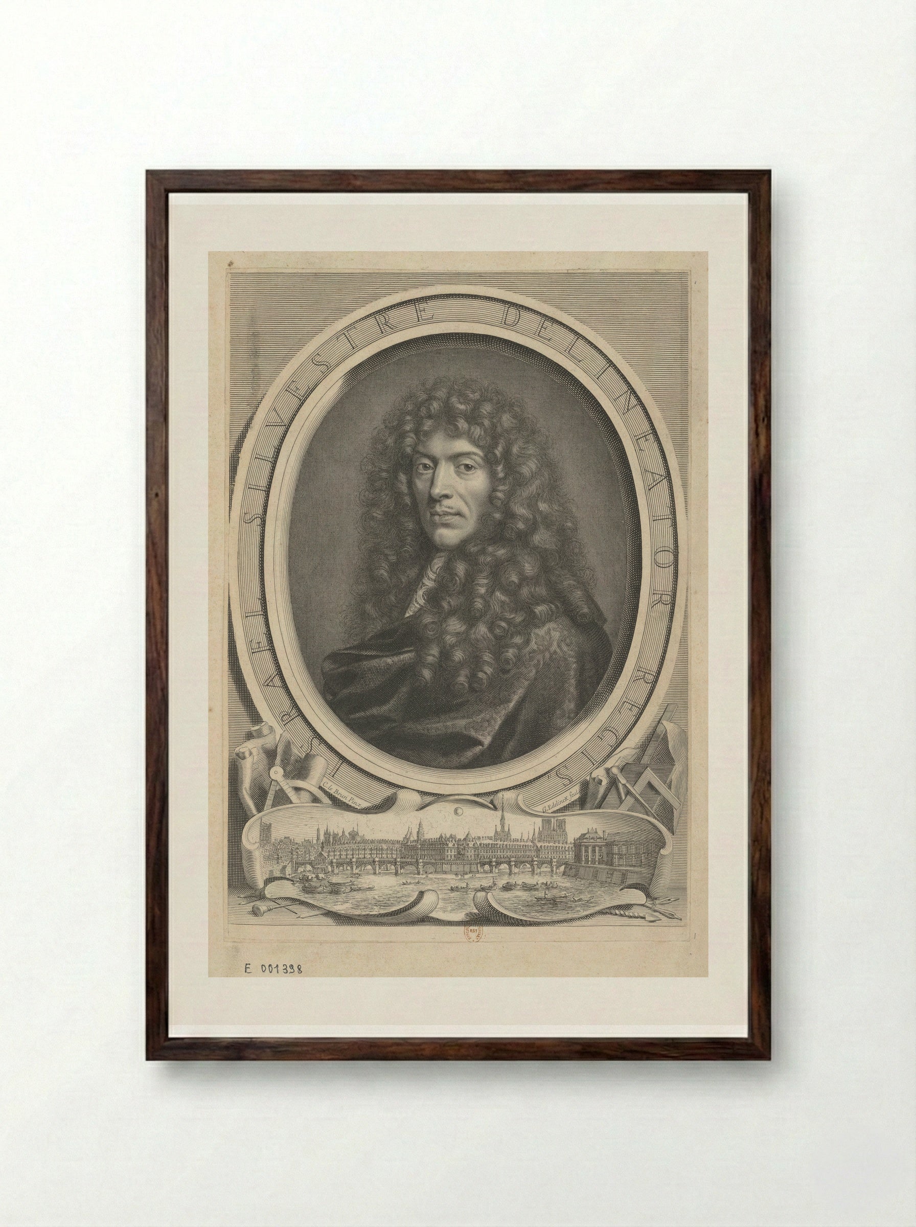 Portrait of Israël Silvestre - Gérard Edelinck - Framed Print Dark Wood