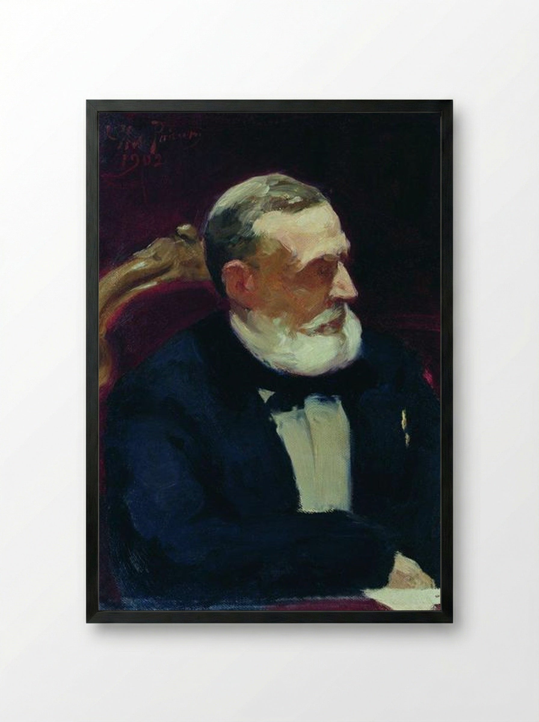 Portrait of Ivan Ivanovich Shamshin - Ilya Repin - Framed Print Black