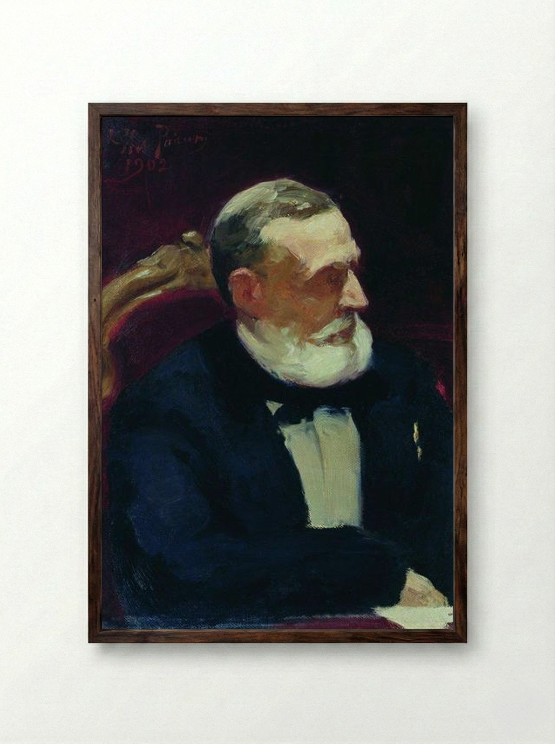 Portrait of Ivan Ivanovich Shamshin - Ilya Repin - Framed Print Dark Wood