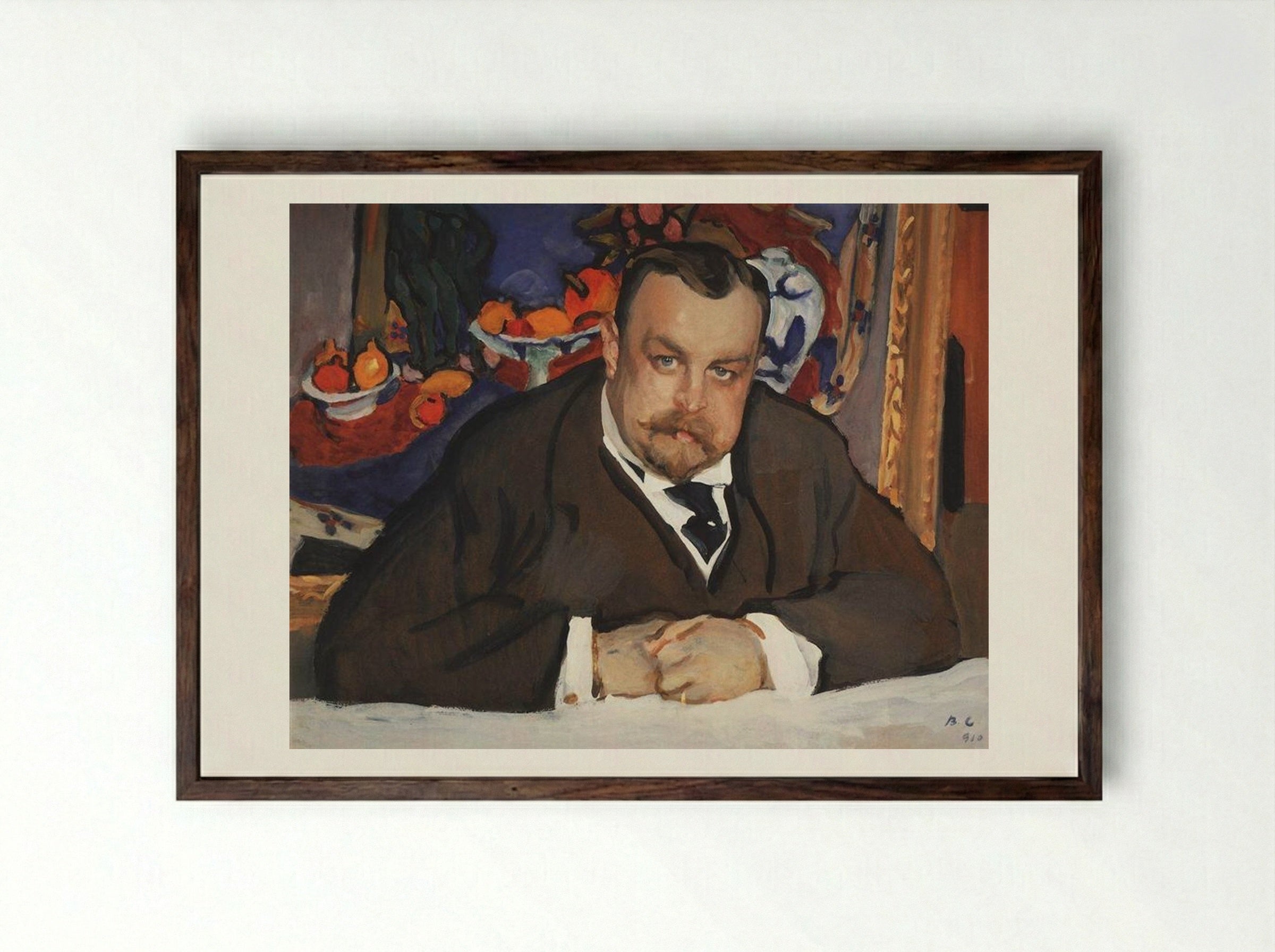 Portrait of Ivan Morozov - Valentin Serov - Framed Print Dark Wood