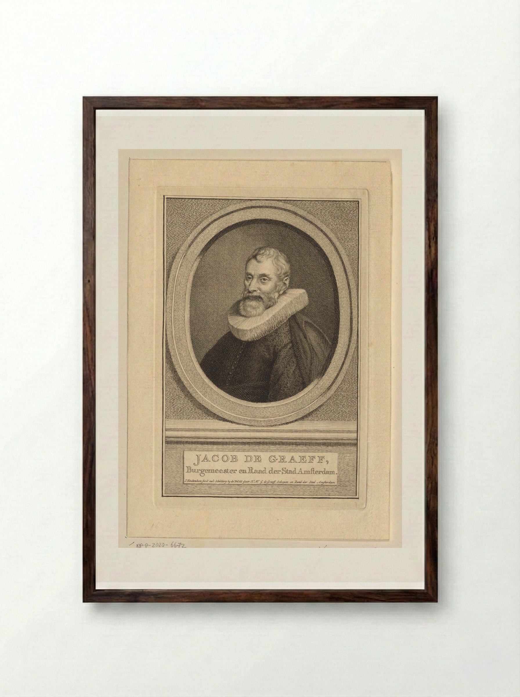 Portrait of Jacob Dirksz. de Graeff - Jacob Houbraken - Framed Print Dark Wood