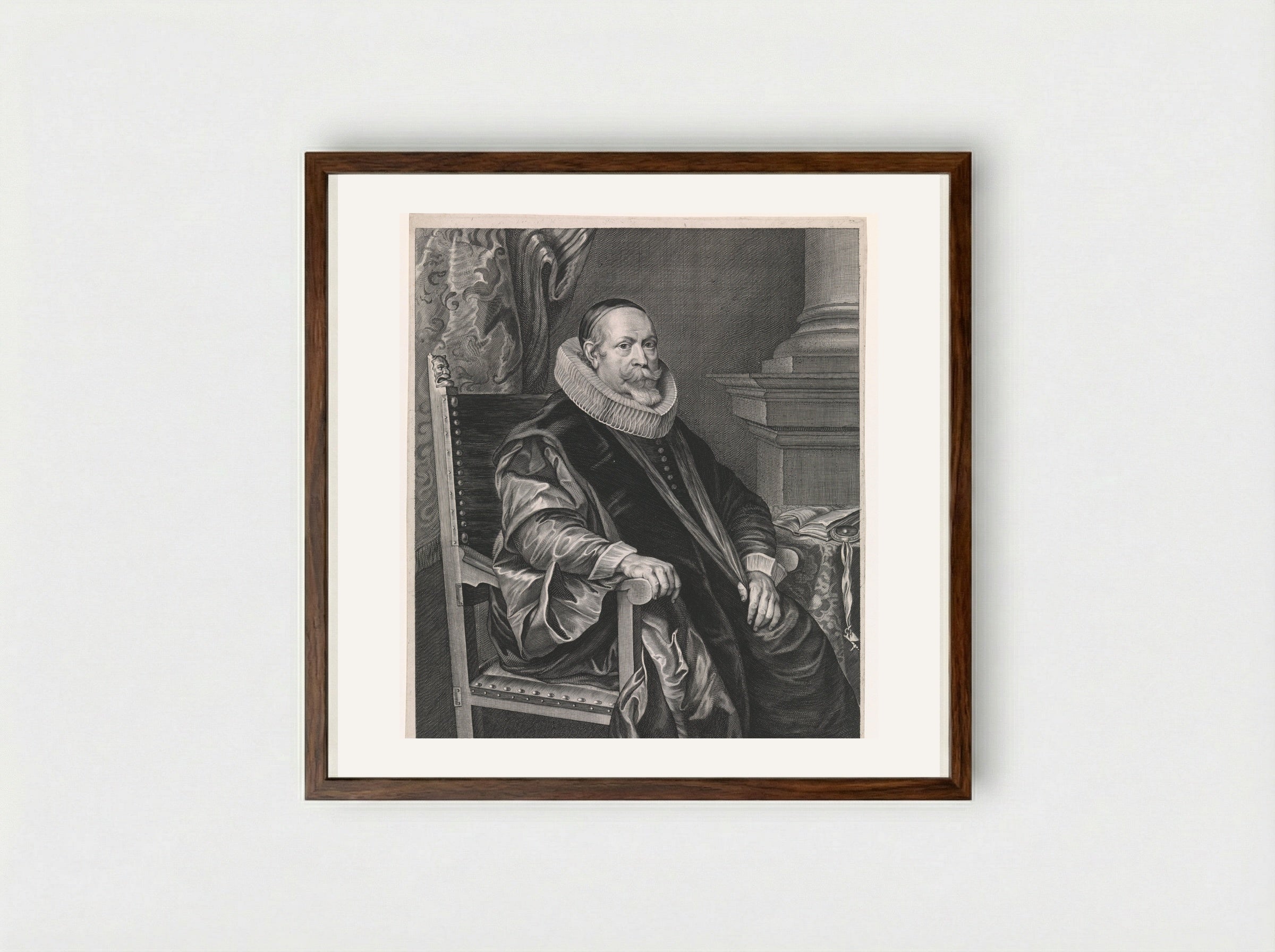 Portrait of Jacob Roelants - Paulus Pontius - Framed Print Dark Wood