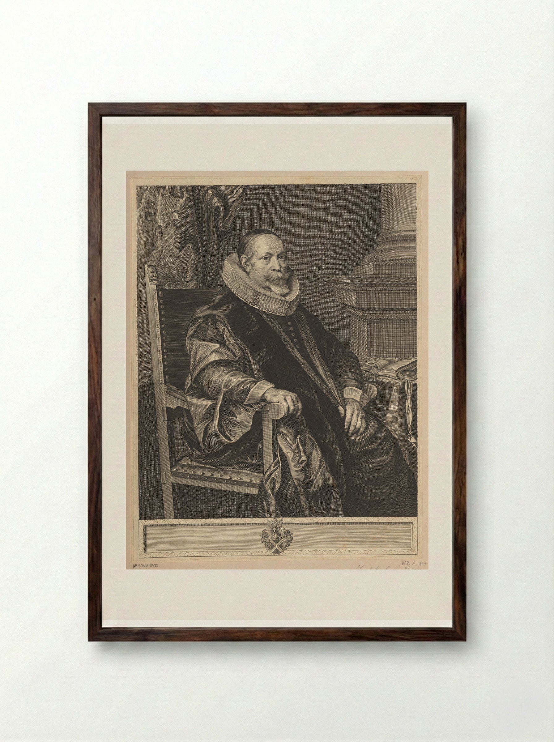 Portrait of Jacob Roelants - Paulus Pontius - Framed Print Dark Wood