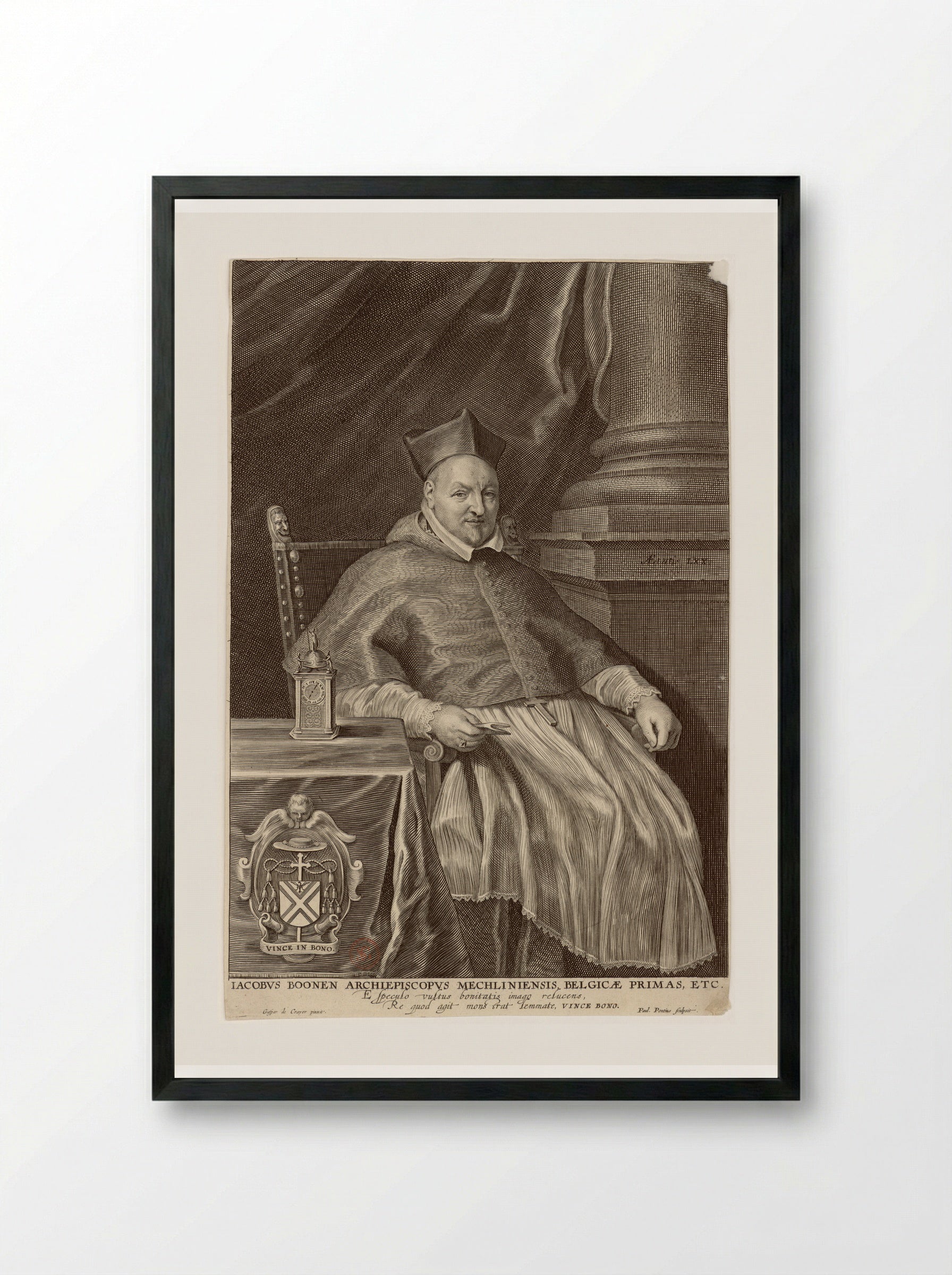 Portrait of Jacobus Boonen - Paulus Pontius - Framed Print Black