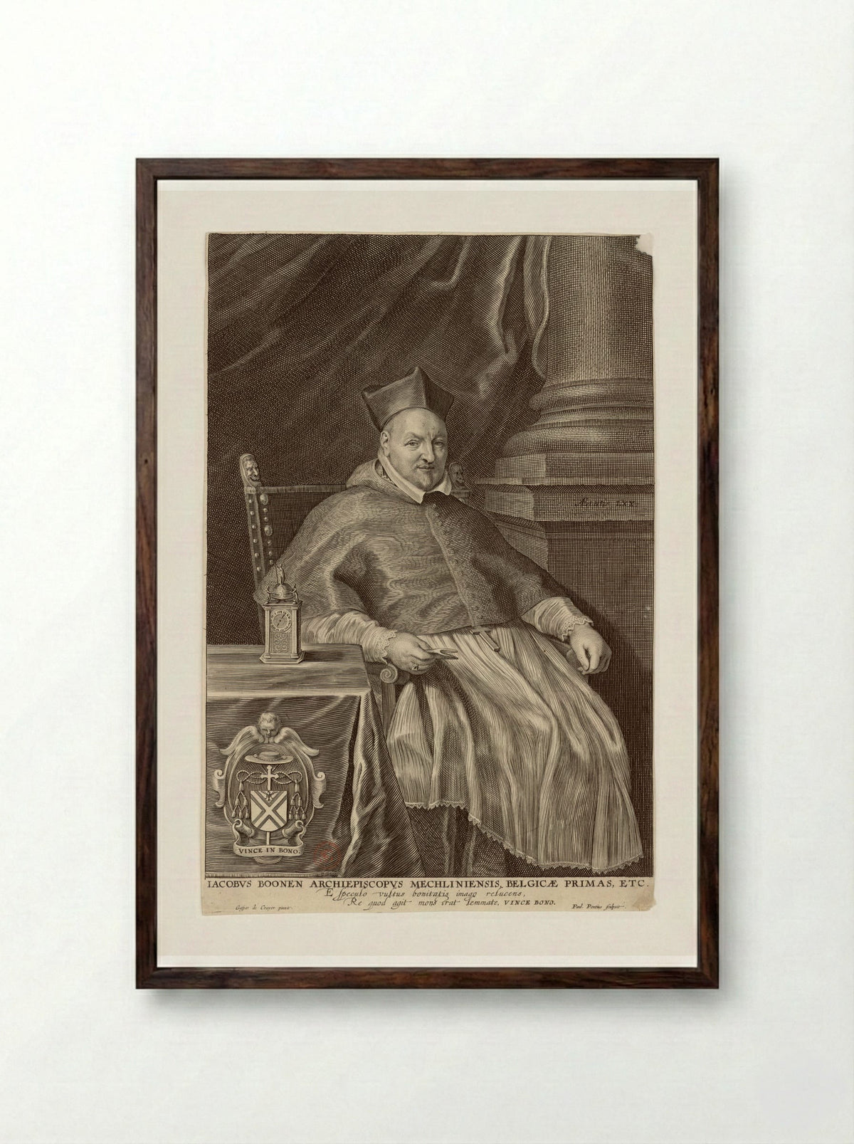 Portrait of Jacobus Boonen - Paulus Pontius - Framed Print Dark Wood