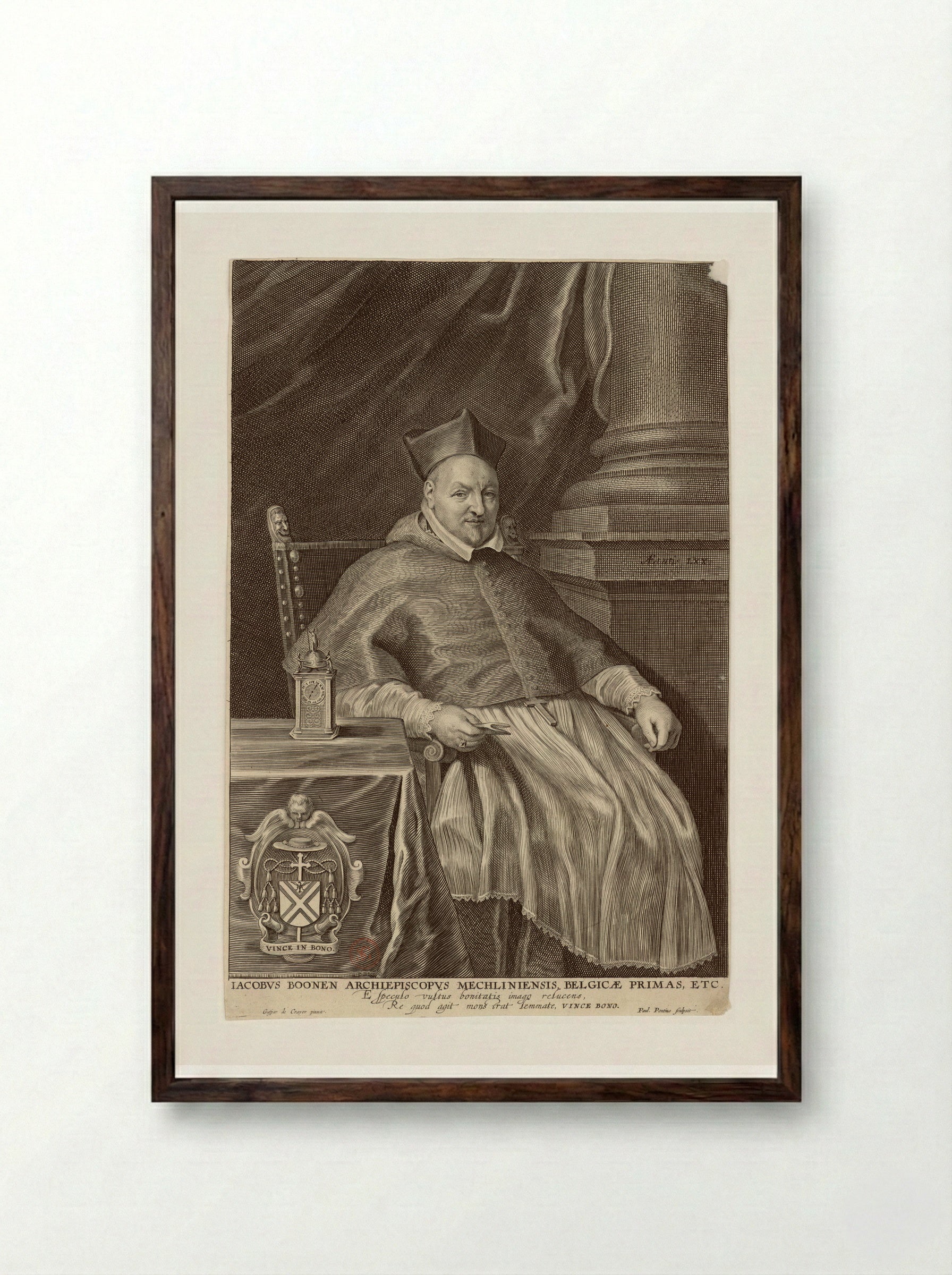 Portrait of Jacobus Boonen - Paulus Pontius - Framed Print Dark Wood