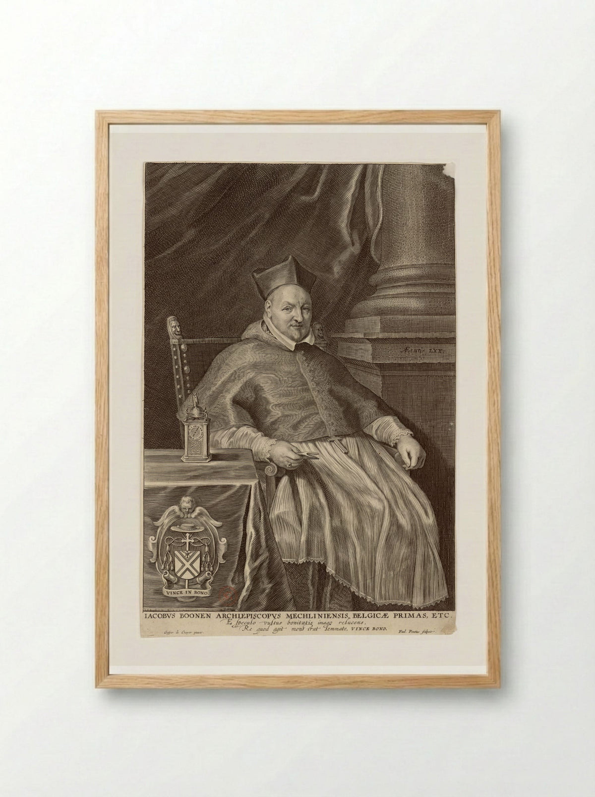 Portrait of Jacobus Boonen - Paulus Pontius - Framed Print Wood