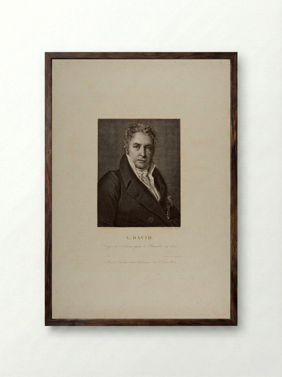 Portrait of Jacques-Louis David - Jean Louis Potrelle - Framed Print Dark Wood