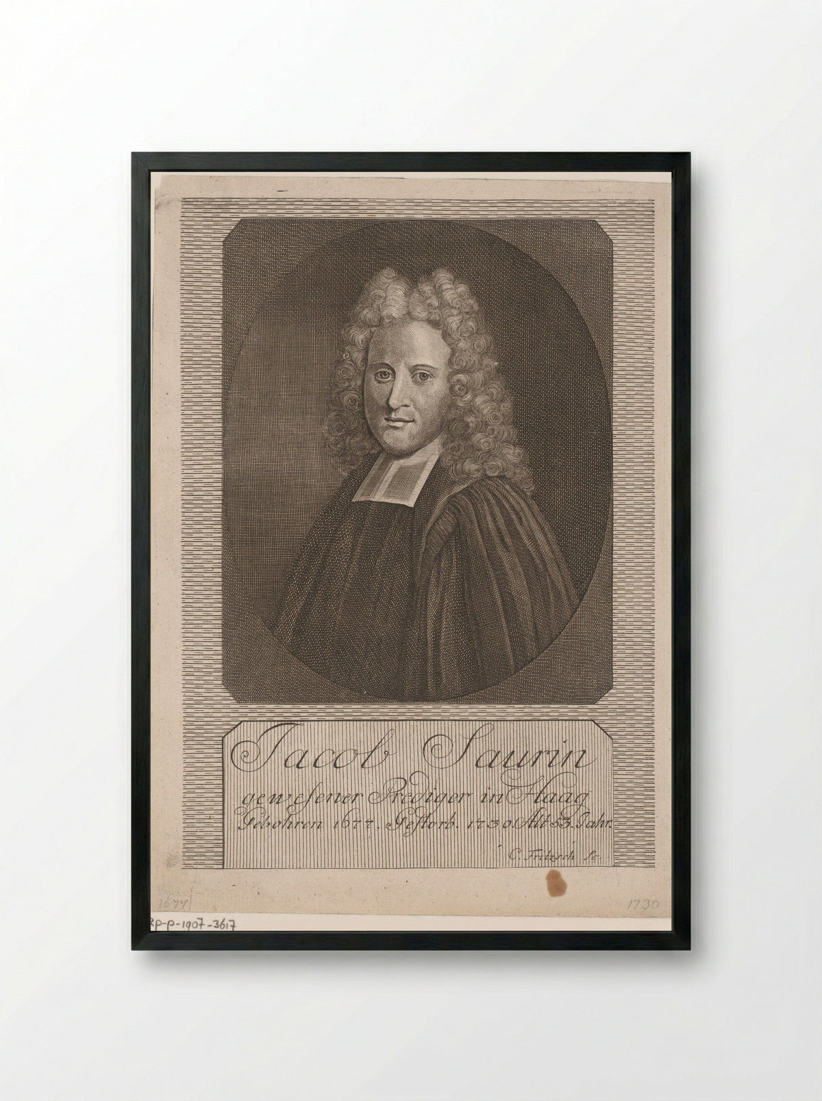 Portrait of Jacques Saurin at Age 53 - Christian Fritzsch - Framed Print Black