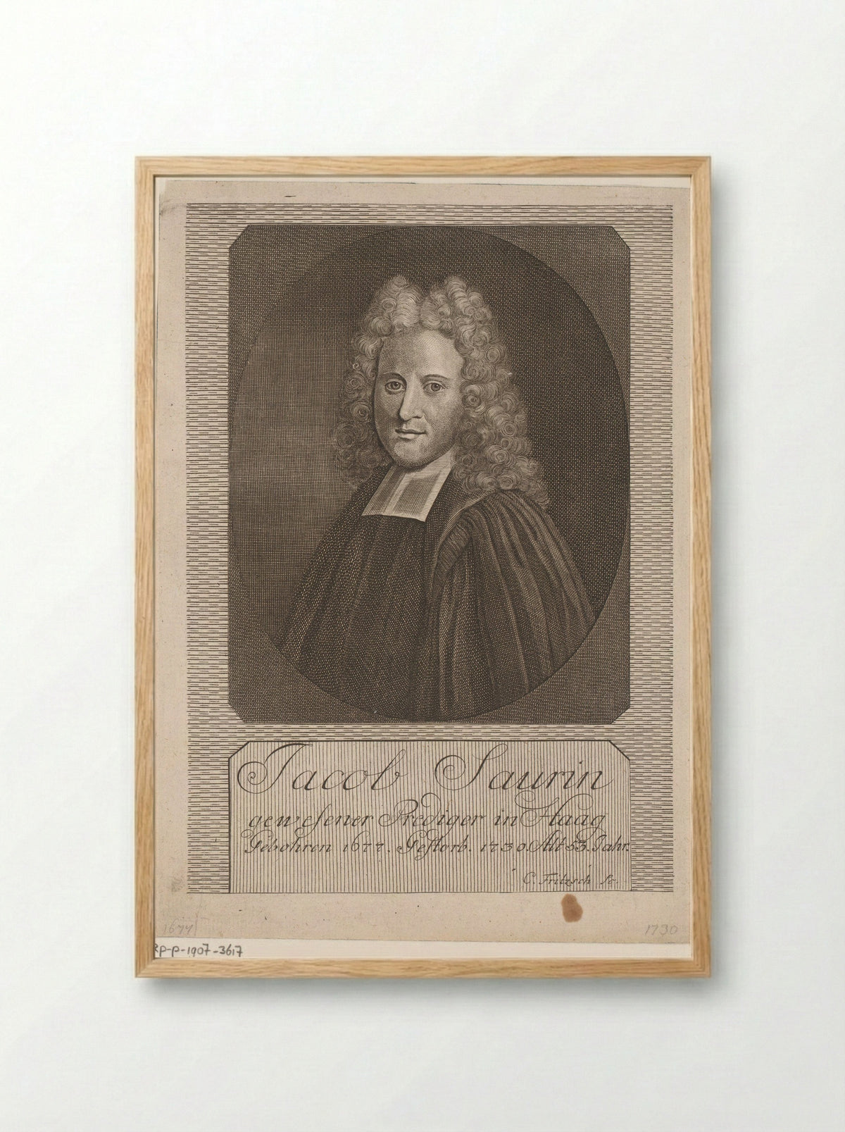 Portrait of Jacques Saurin at Age 53 - Christian Fritzsch - Framed Print Wood