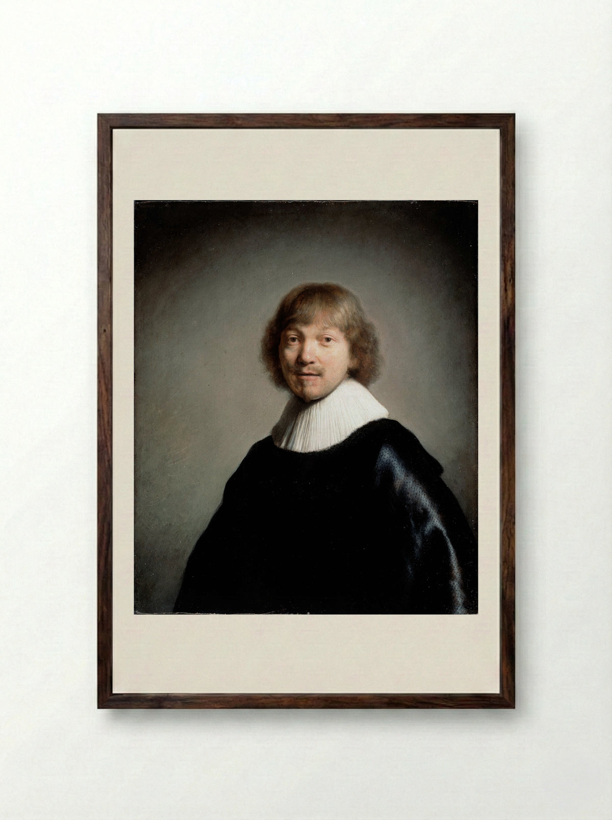 Portrait of Jacques de Gheyn III - Rembrandt van Rijn - Framed Print Dark Wood