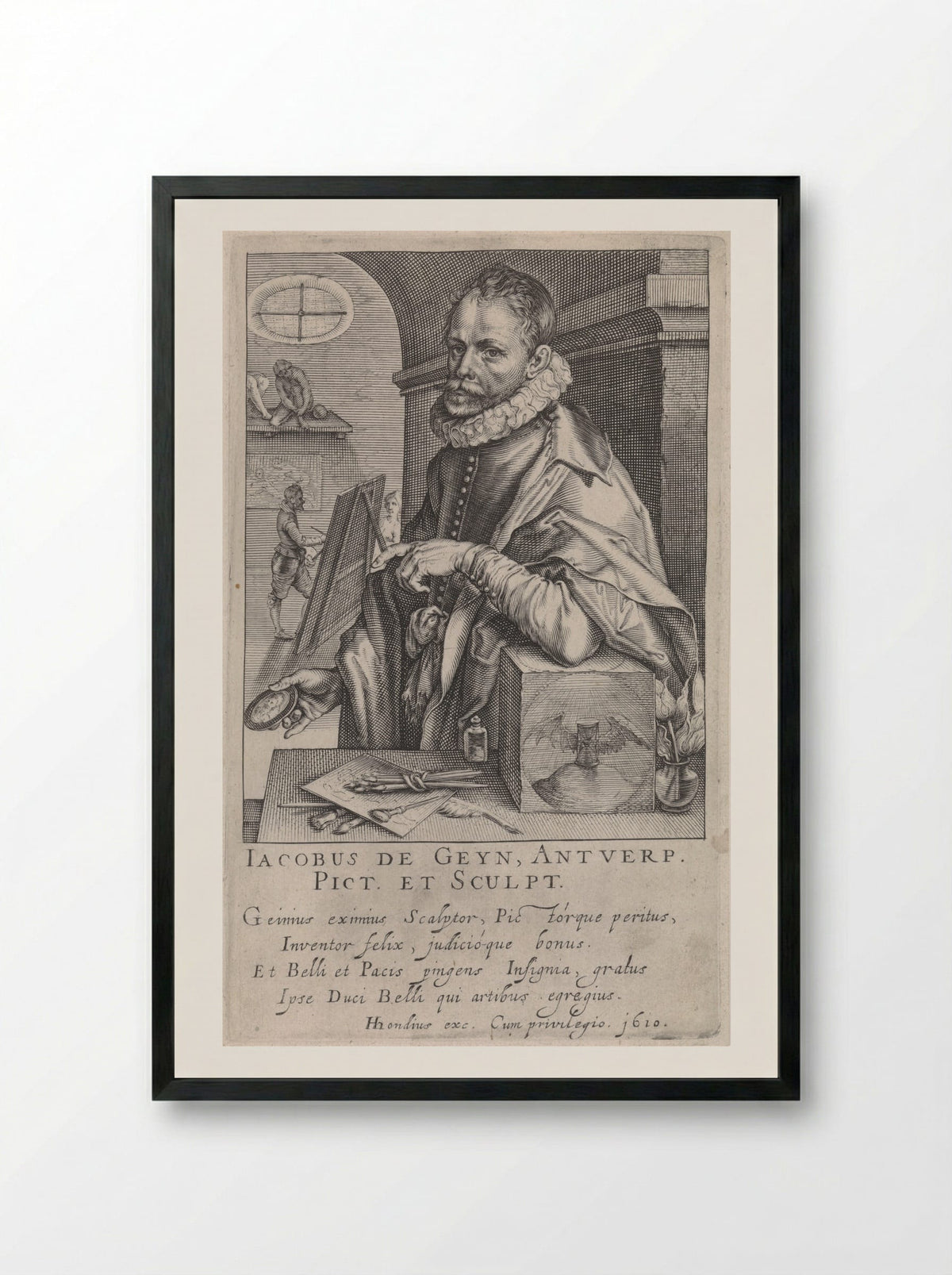 Portrait of Jacques de Gheyn II - Jacques de Gheyn II - Framed Print Black