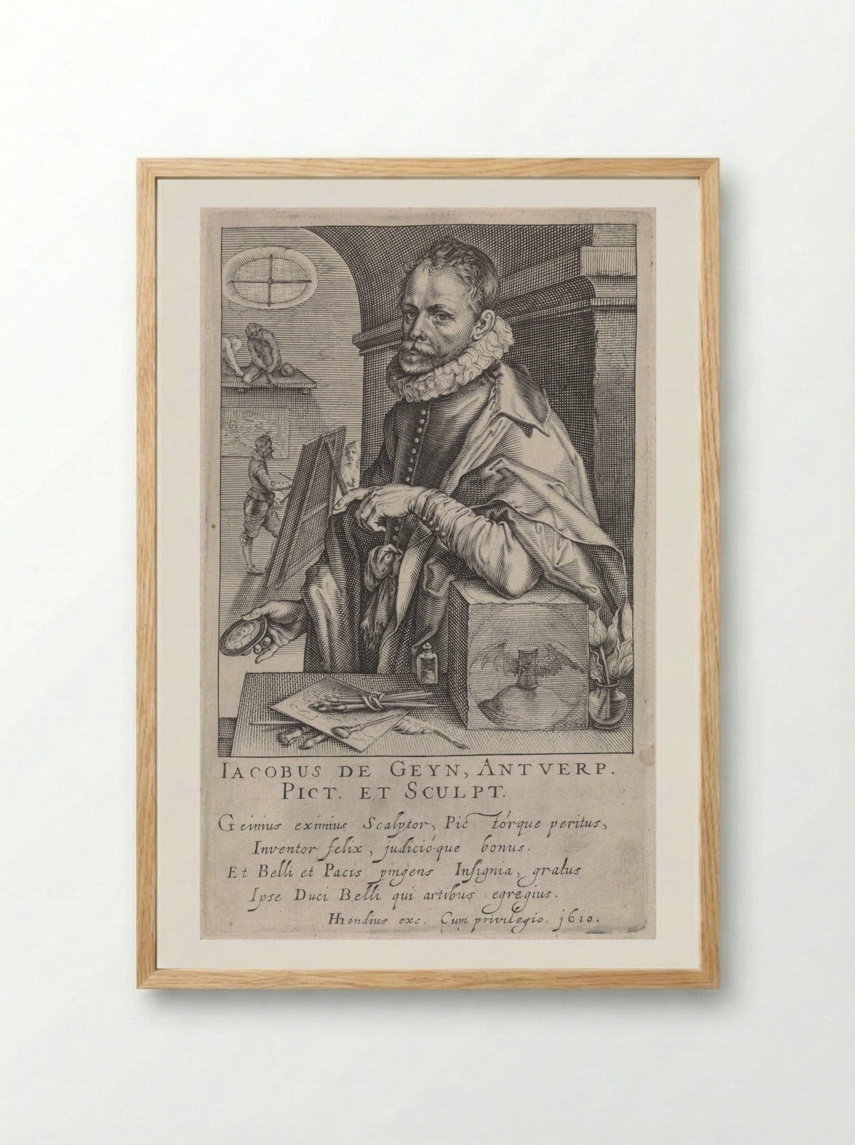 Portrait of Jacques de Gheyn II - Jacques de Gheyn II - Framed Print Wood