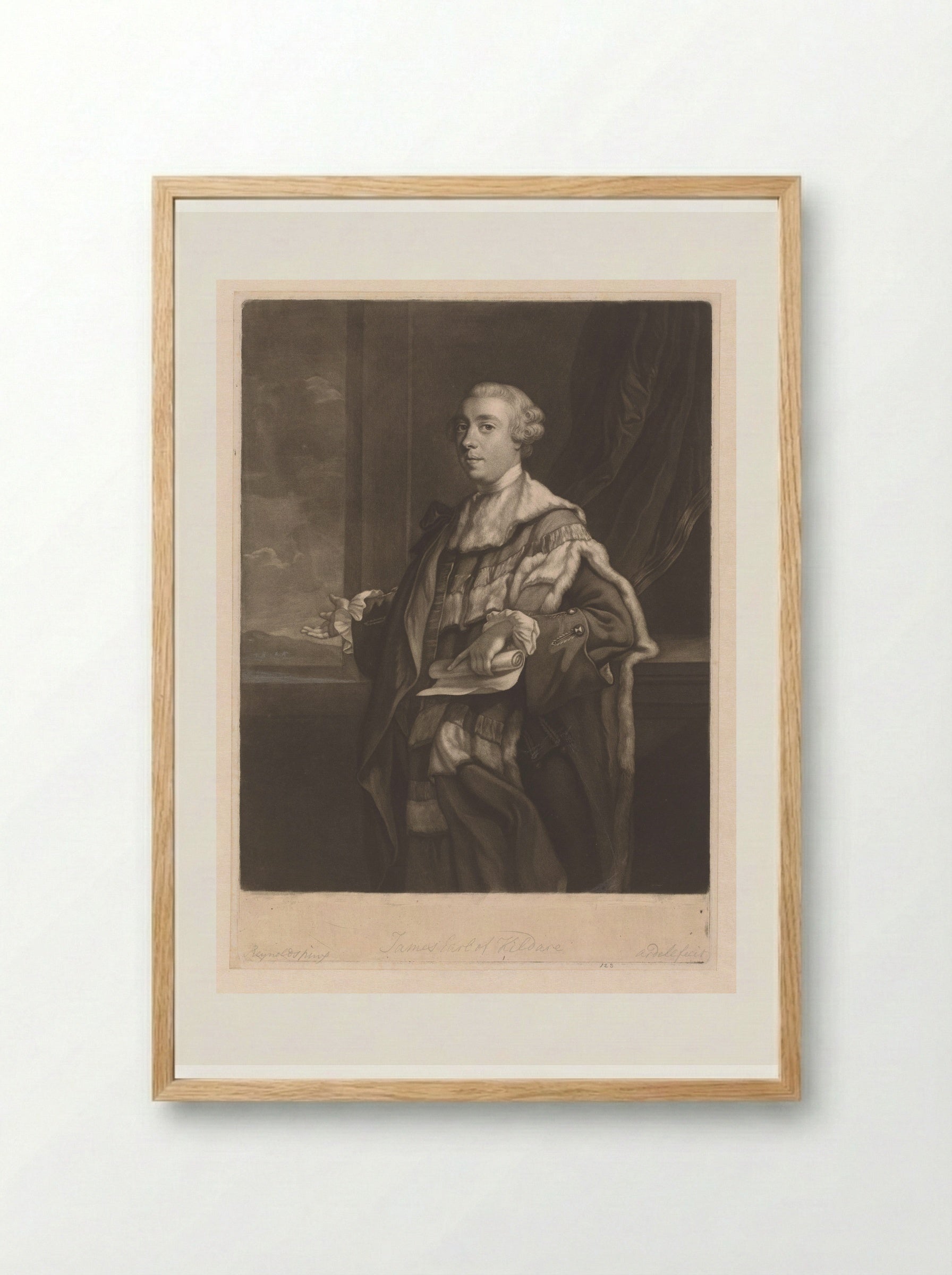 Portrait of James FitzGerald, 1st Duke of Leinster - James McArdell - Framed Print Wood
