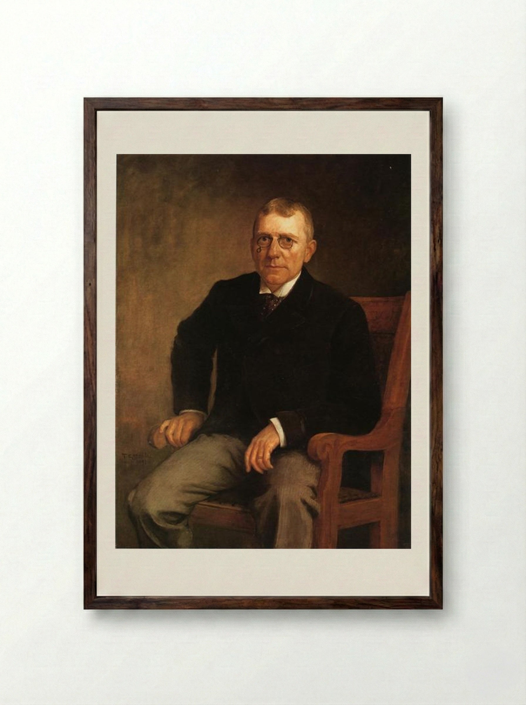 Portrait of James Whitcomb Riley - T. C. Steele - Framed Print Dark Wood