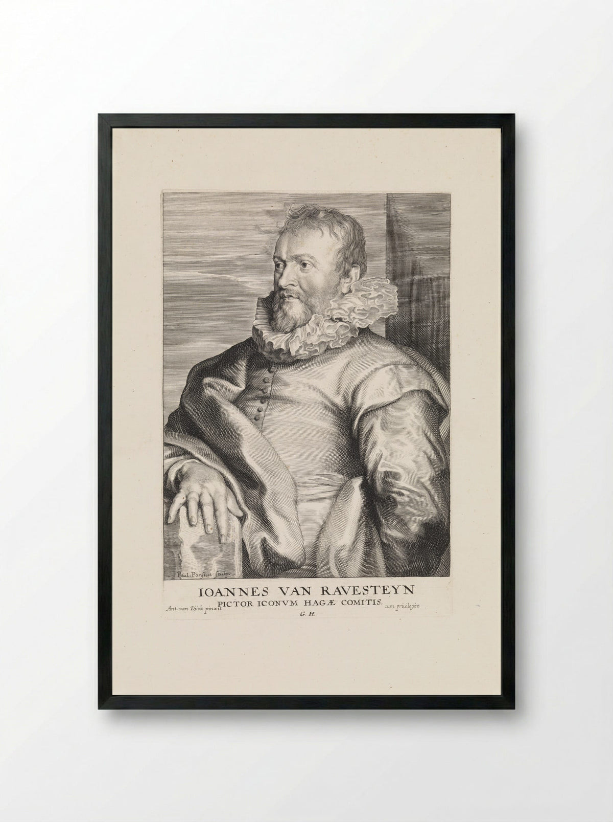 Portrait of Jan Antonisz van Ravesteyn - Paulus Pontius - Framed Print Black