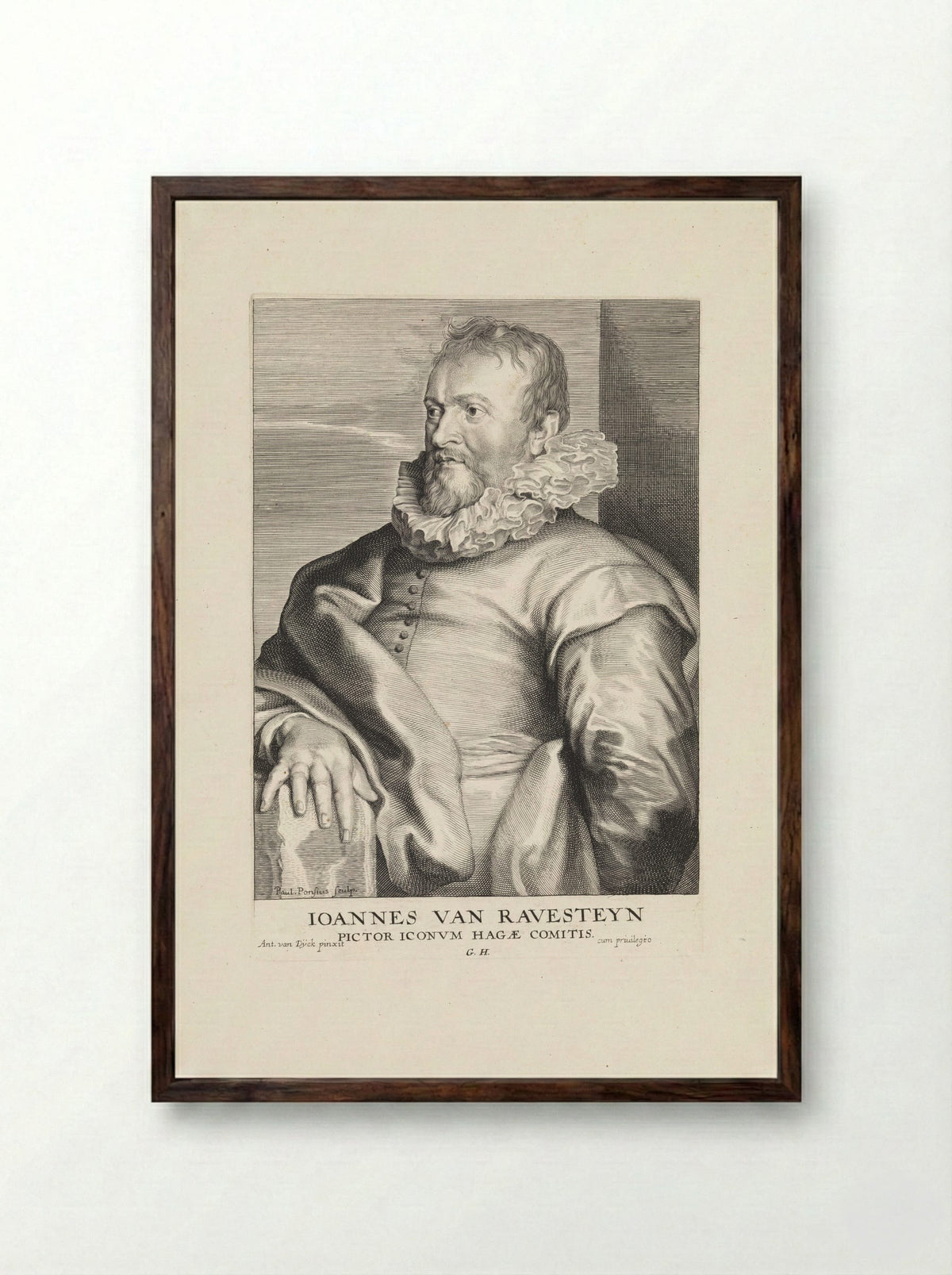 Portrait of Jan Antonisz van Ravesteyn - Paulus Pontius - Framed Print Dark Wood