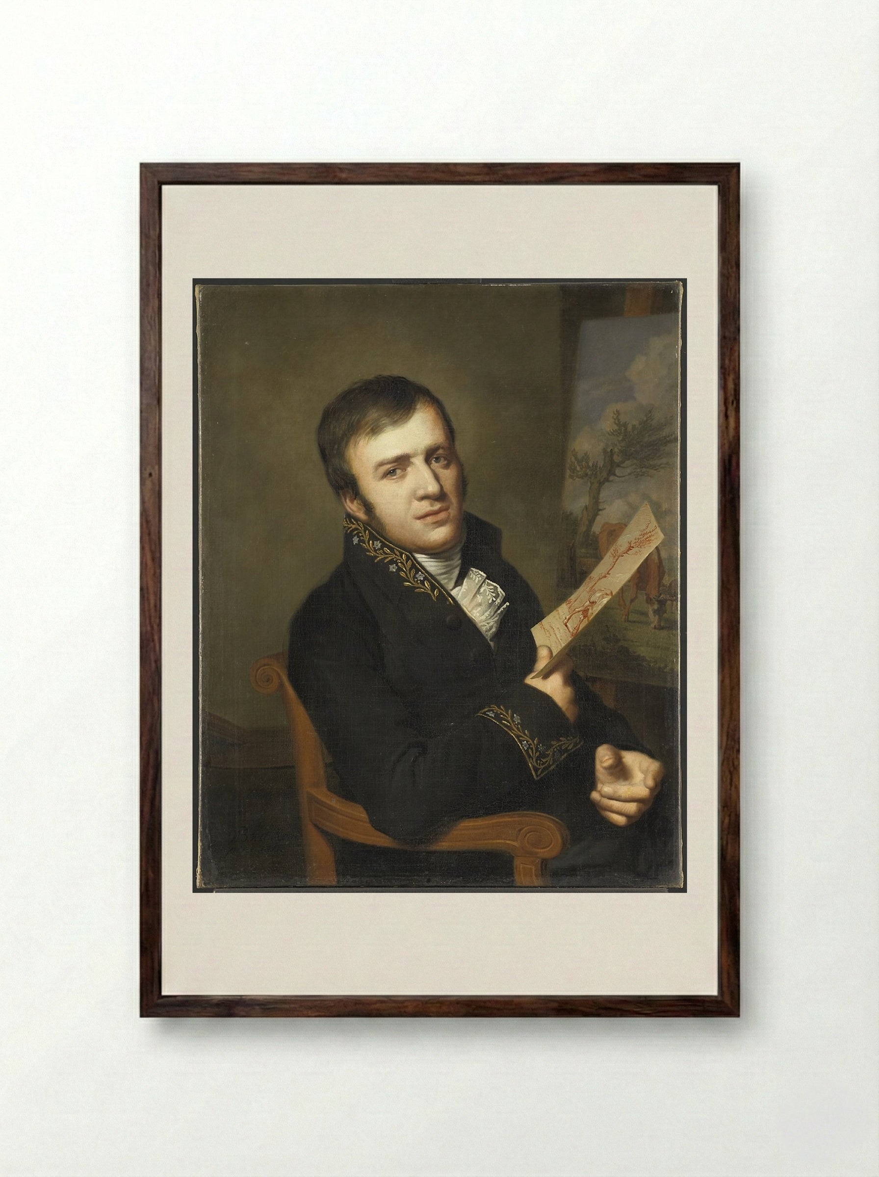 Portrait of Jan Baptist Kobell II - Willem Bartel van der Kooi - Framed Print Dark Wood