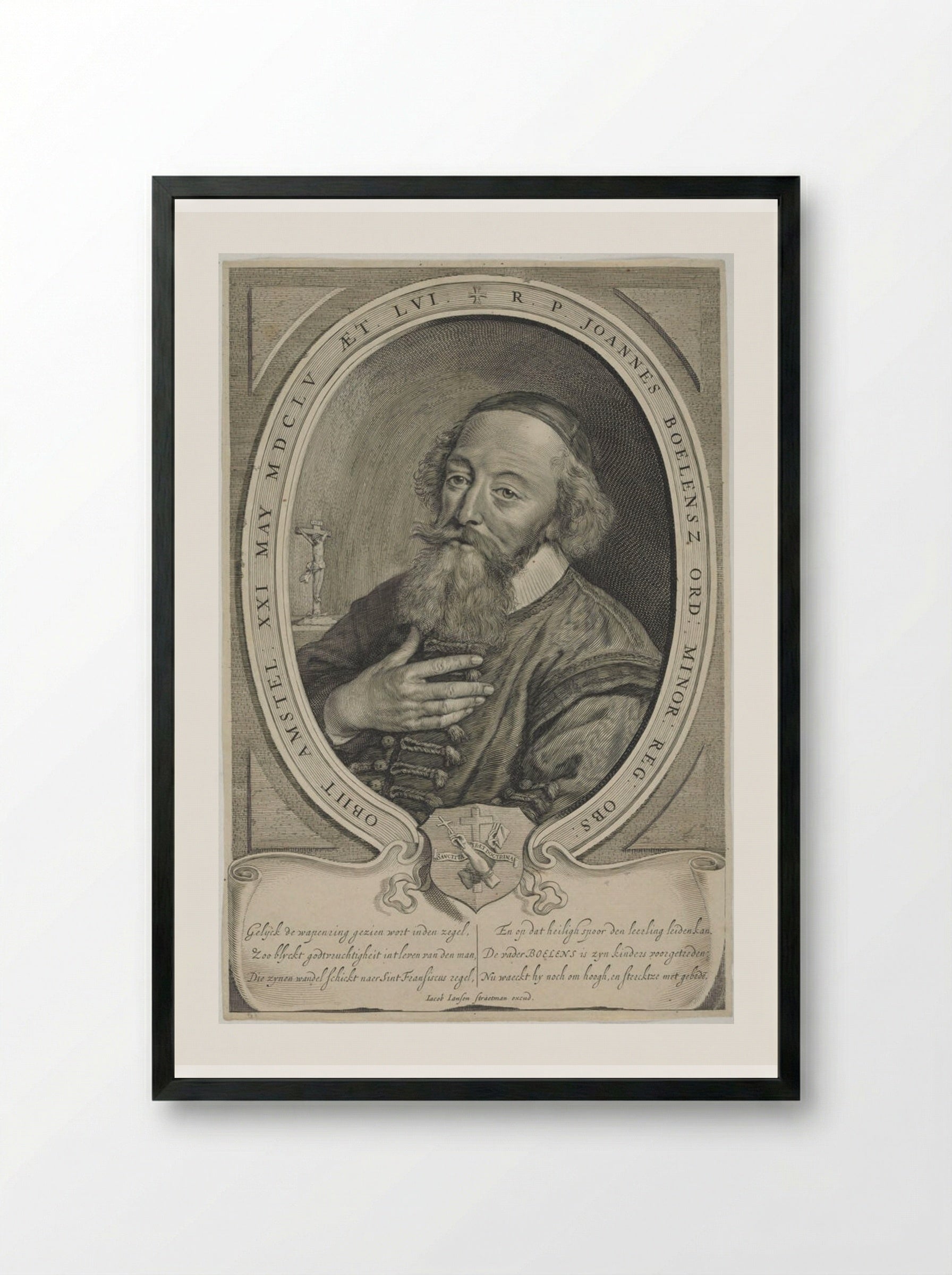 Portrait of Jan Boelensz - Cornelis Visscher - Framed Print Black