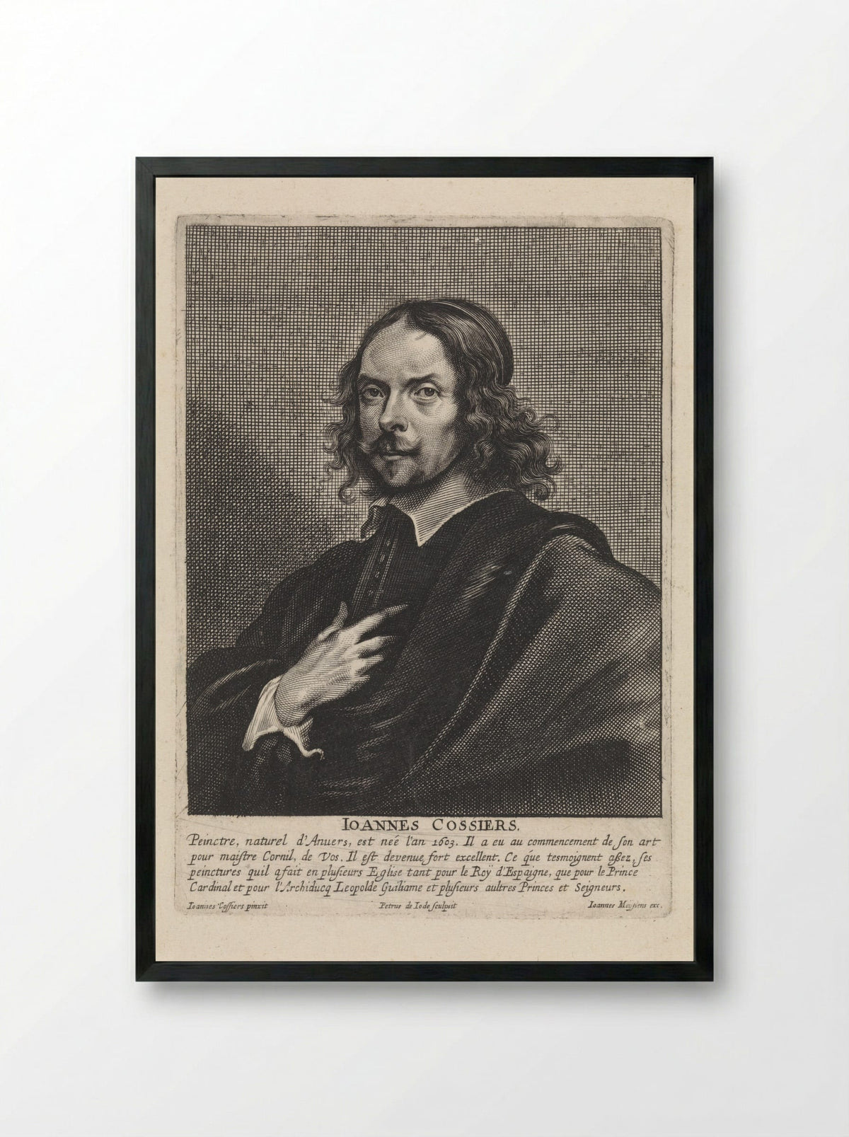 Portrait of Jan Cossiers - Pieter de Jode II - Framed Print Black