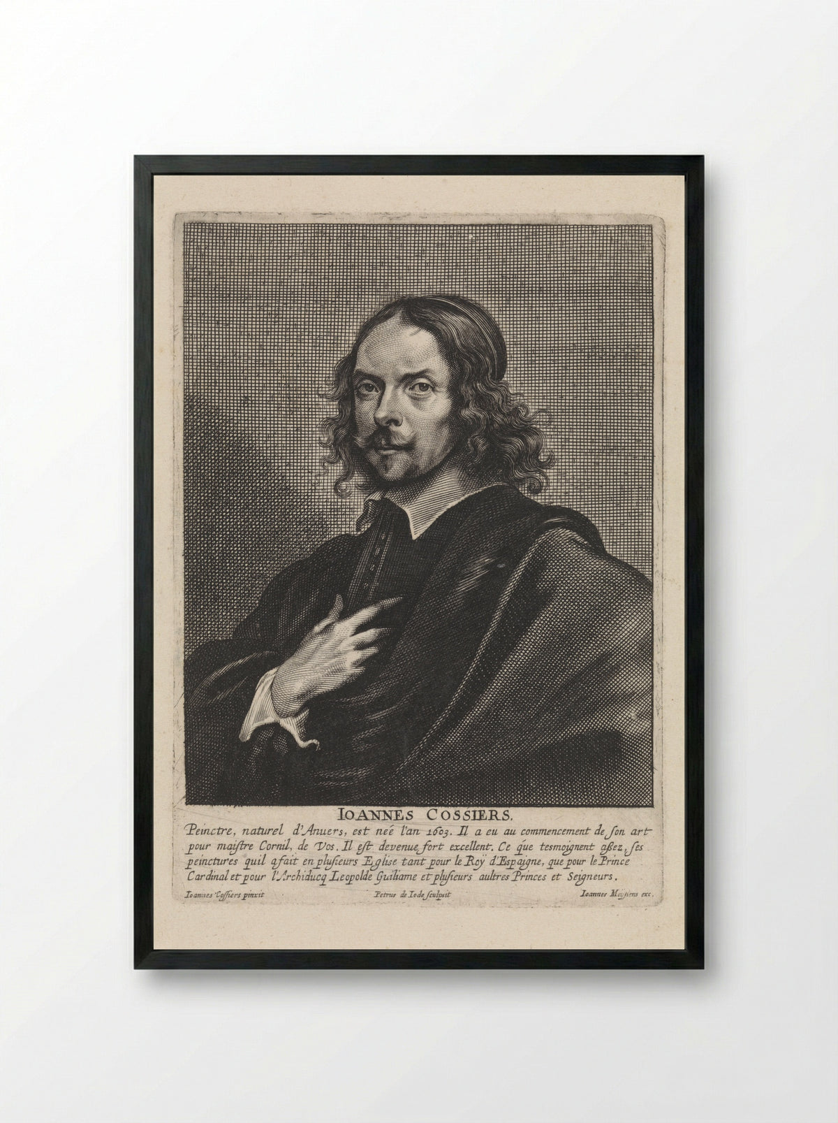 Portrait of Jan Cossiers - Pieter de Jode II - Framed Print Black