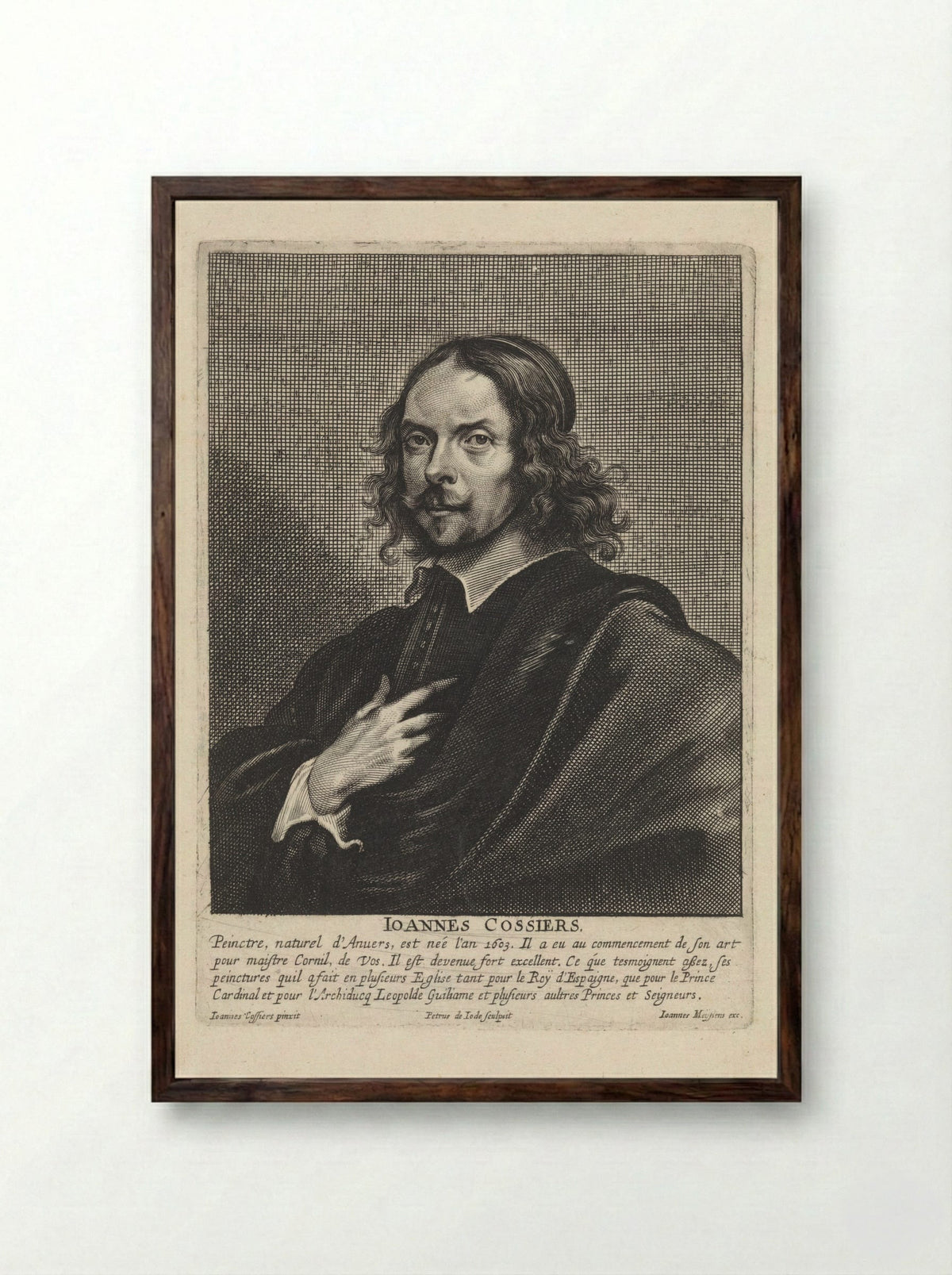 Portrait of Jan Cossiers - Pieter de Jode II - Framed Print Dark Wood