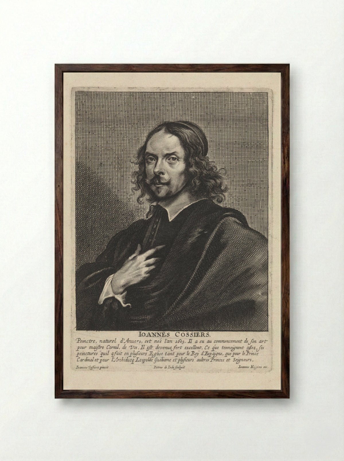 Portrait of Jan Cossiers - Pieter de Jode II - Framed Print Dark Wood