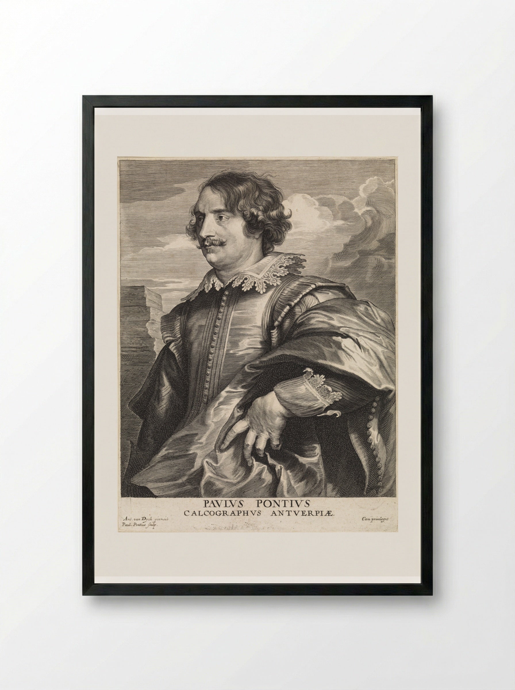 Portrait of Jan-Gaspar Gevartius - Paulus Pontius - Framed Print Black