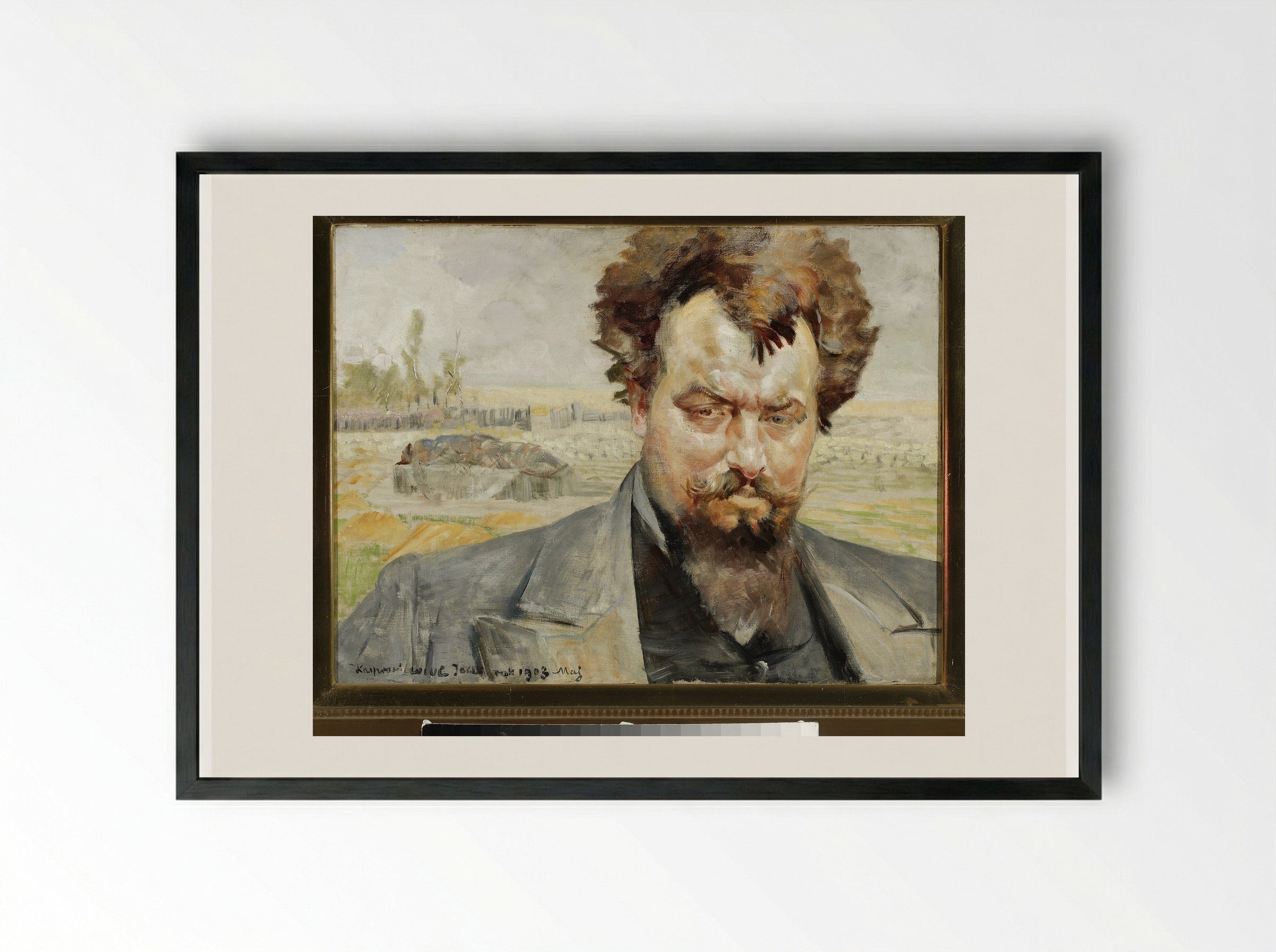 Portrait of Jan Kasprowicz - Jacek Malczewski - Framed Print Black