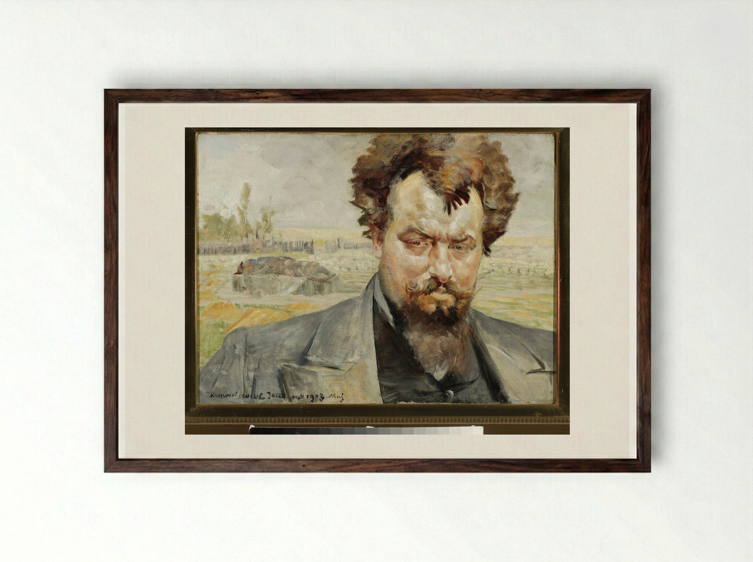 Portrait of Jan Kasprowicz - Jacek Malczewski - Framed Print Dark Wood