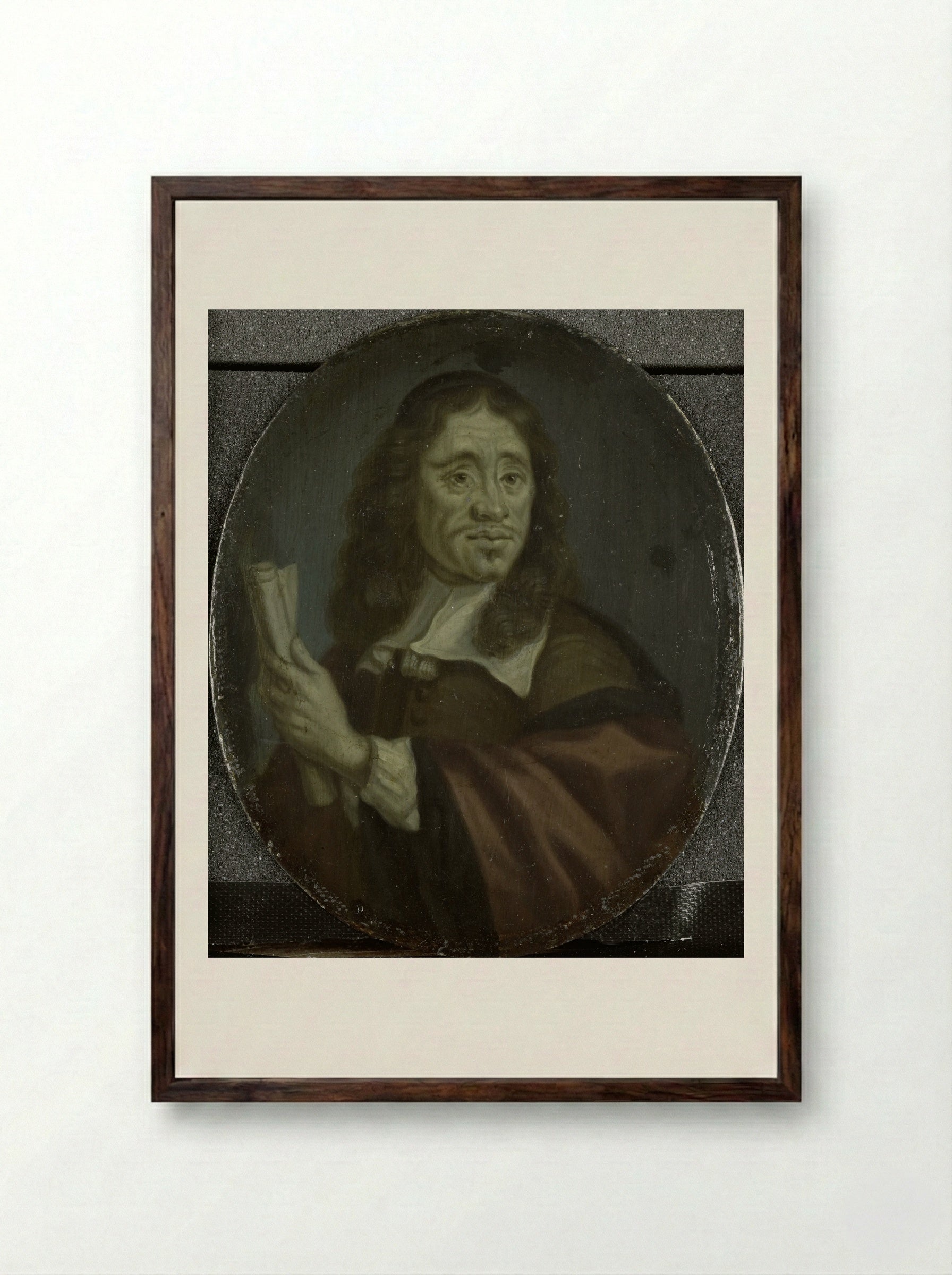 Portrait of Jan Vos - Arnoud van Halen - Framed Print Dark Wood