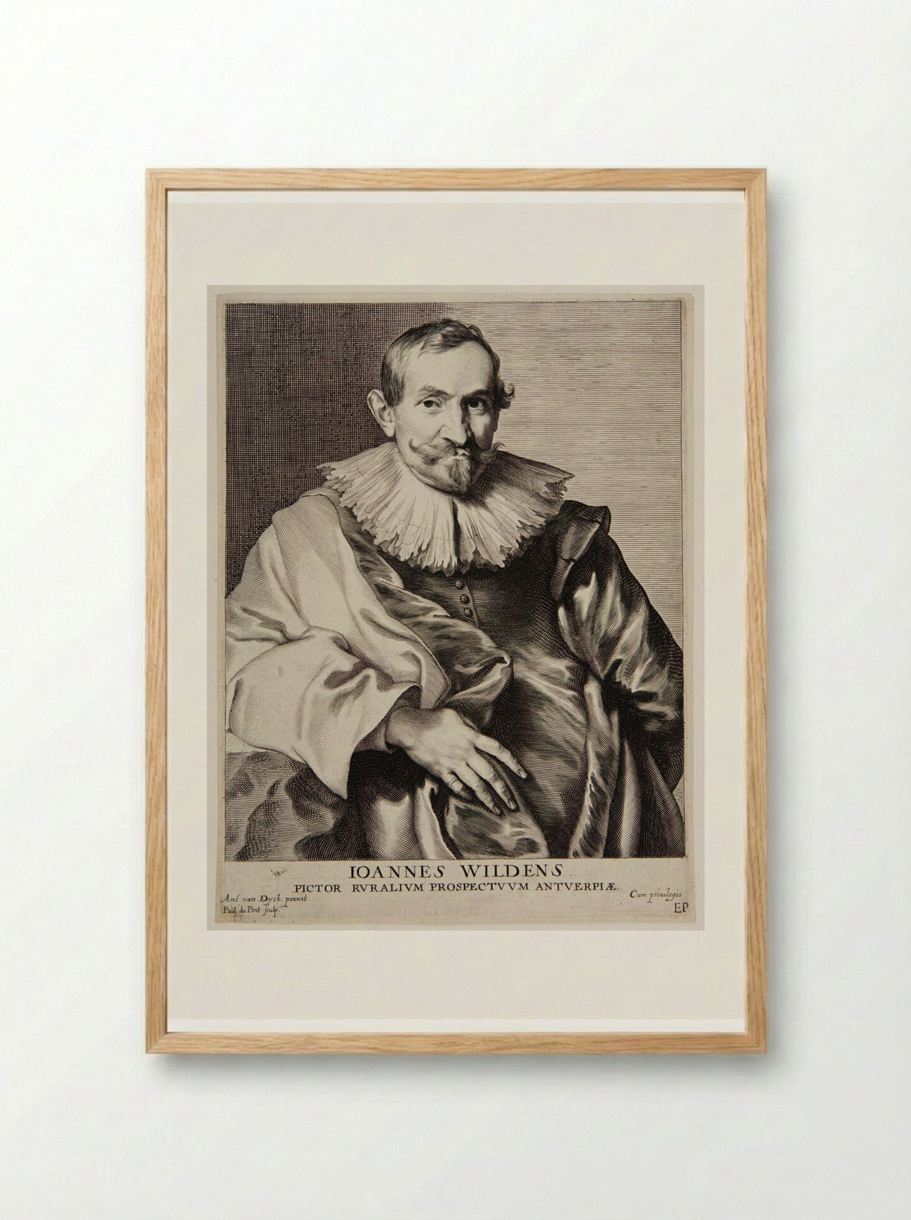 Portrait of Jan Wildens - Paulus Pontius - Framed Print Wood