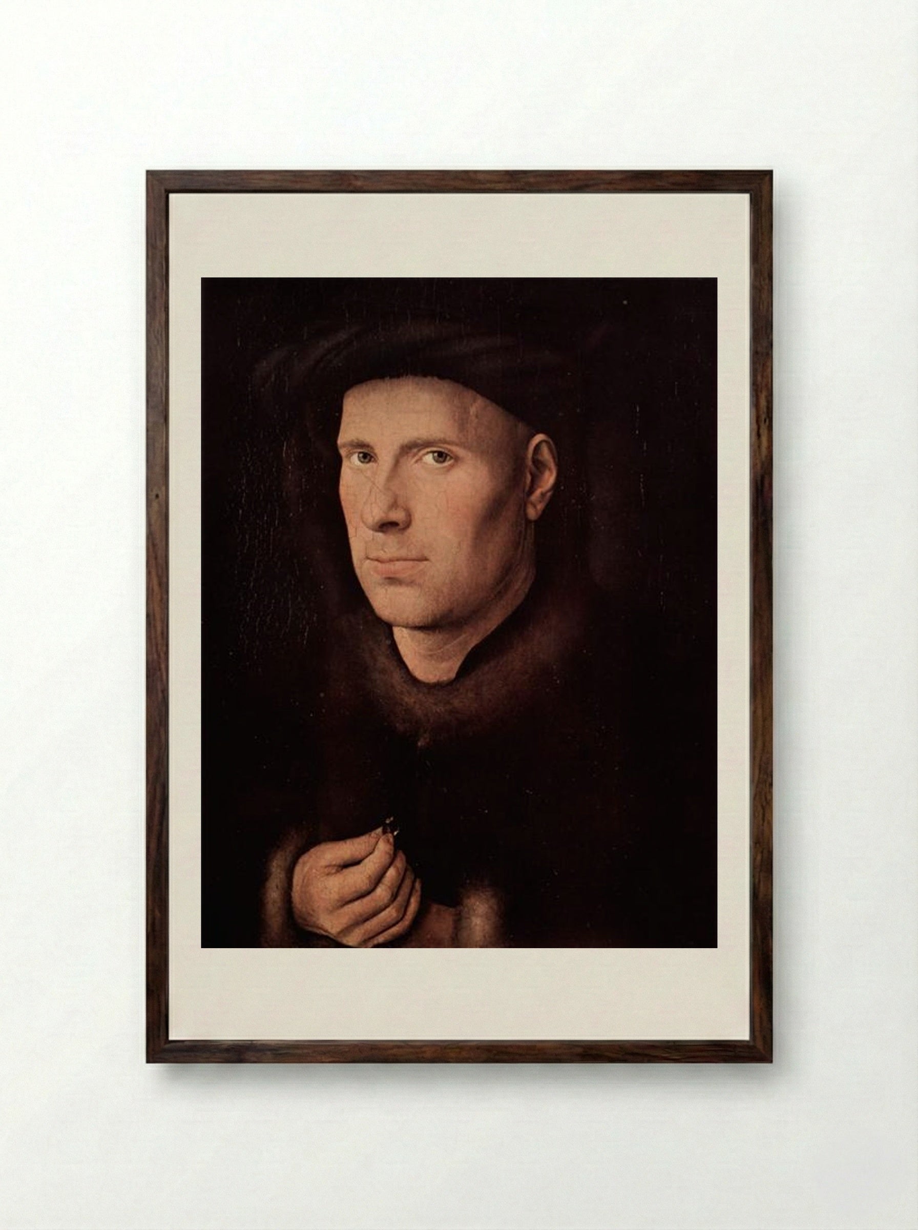 Portrait of Jan de Leeuw - Jan van Eyck - Framed Print Dark Wood