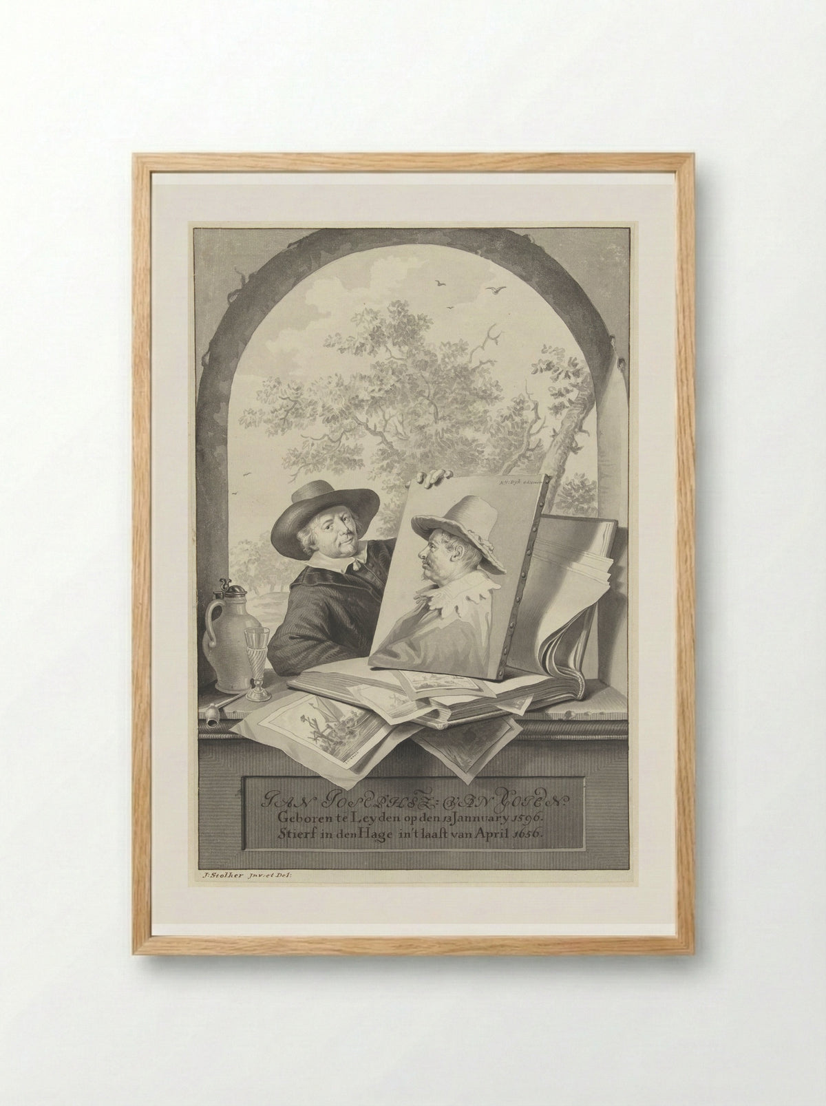 Portrait of Jan van Goyen - Jan Stolker - Framed Print Wood