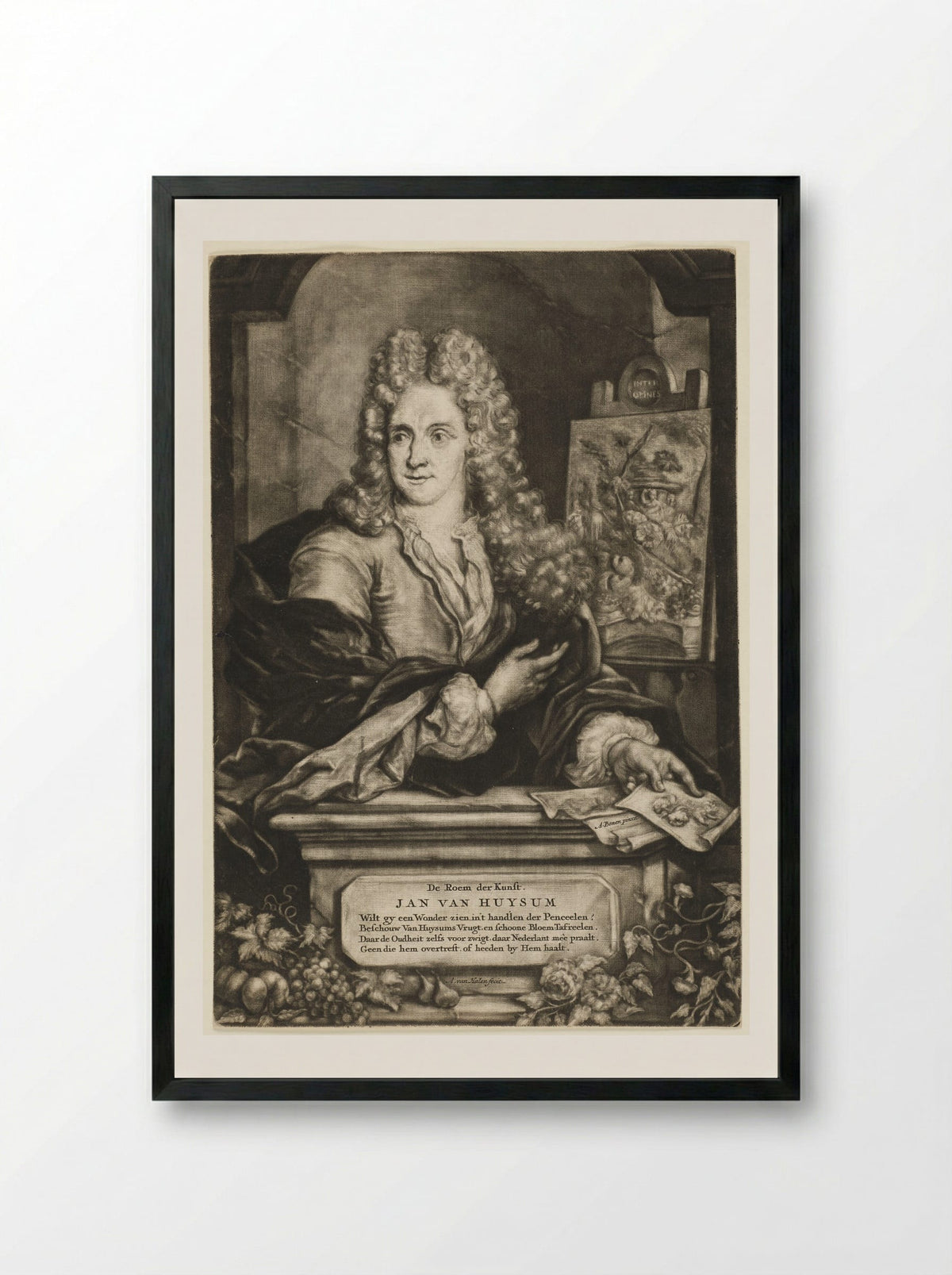 Portrait of Jan van Huysum - Arnoud van Halen - Framed Print Black